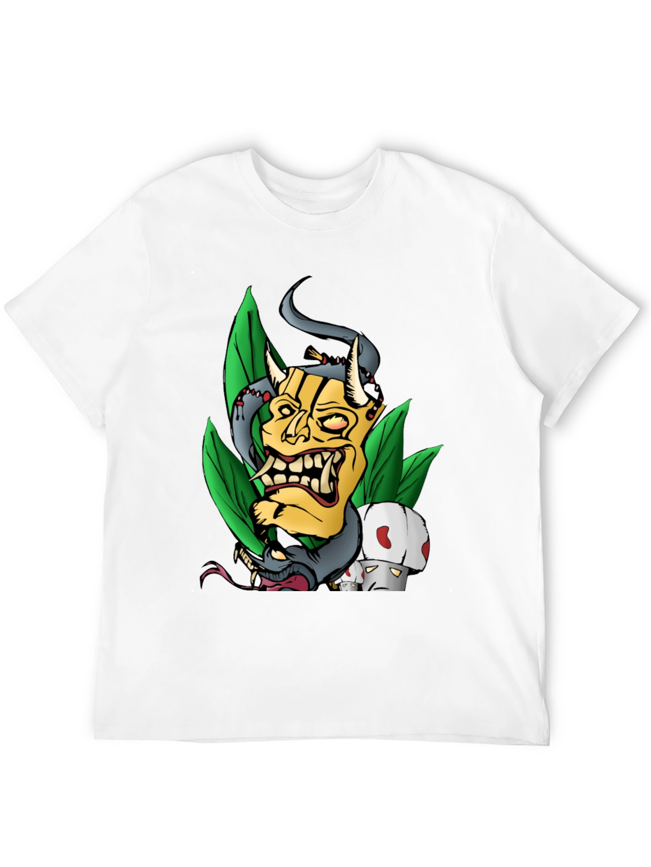 Unique Graphic Tee - Demon Mask and Snake