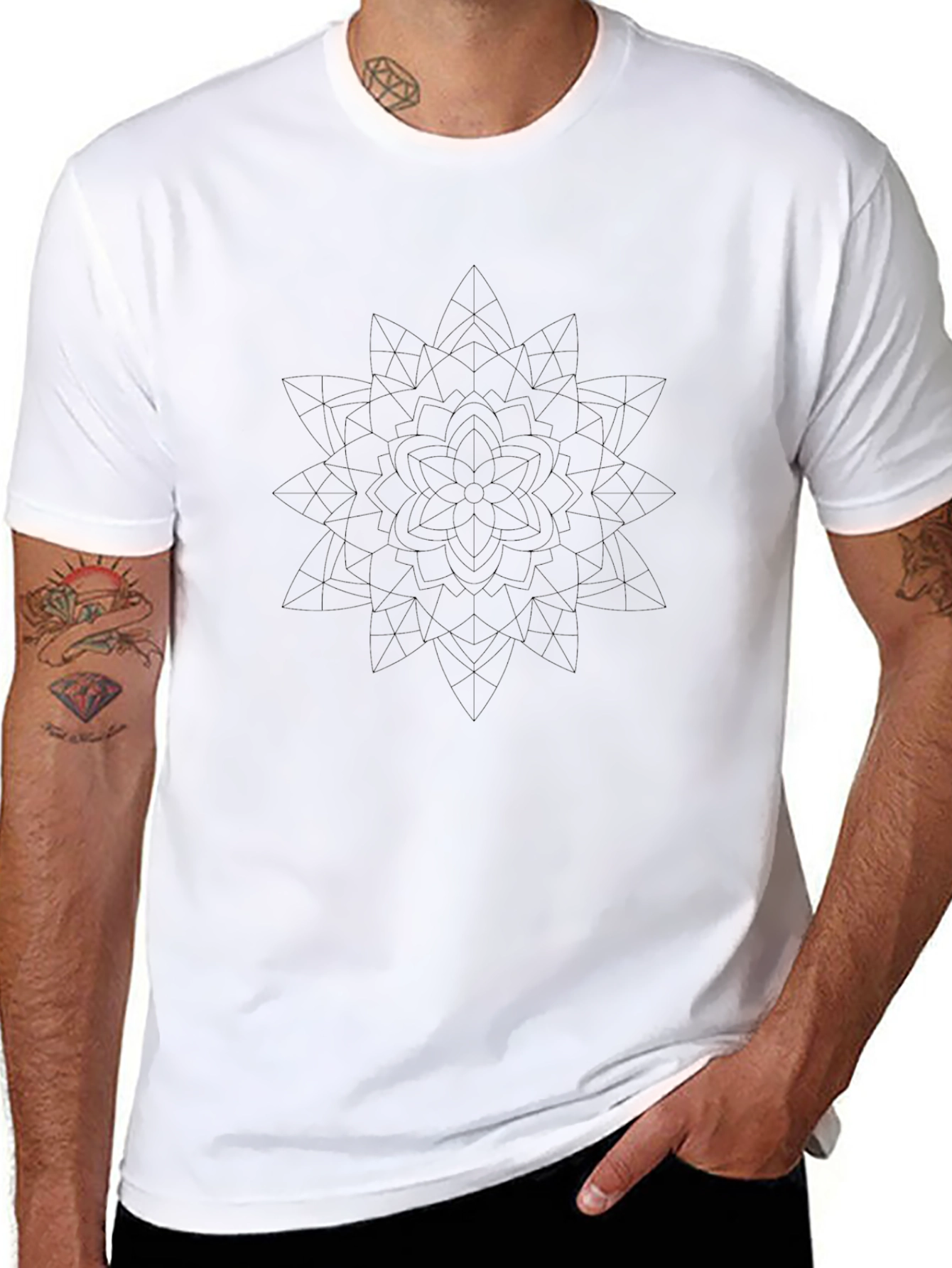 Geometric Mandala T-Shirt - Modern Minimalist Design
