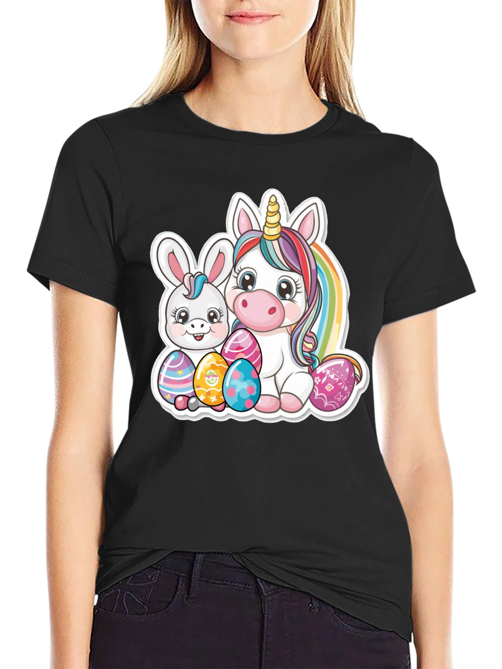 Easter Bunny and Unicorn Graphic T-Shirt