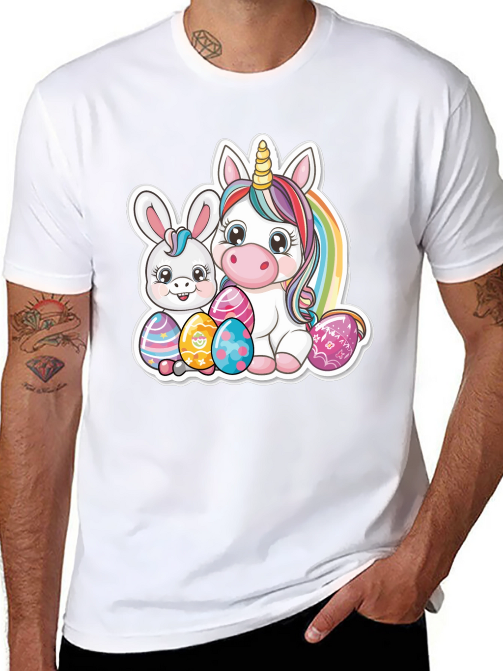 Easter Bunny and Unicorn Graphic T-Shirt