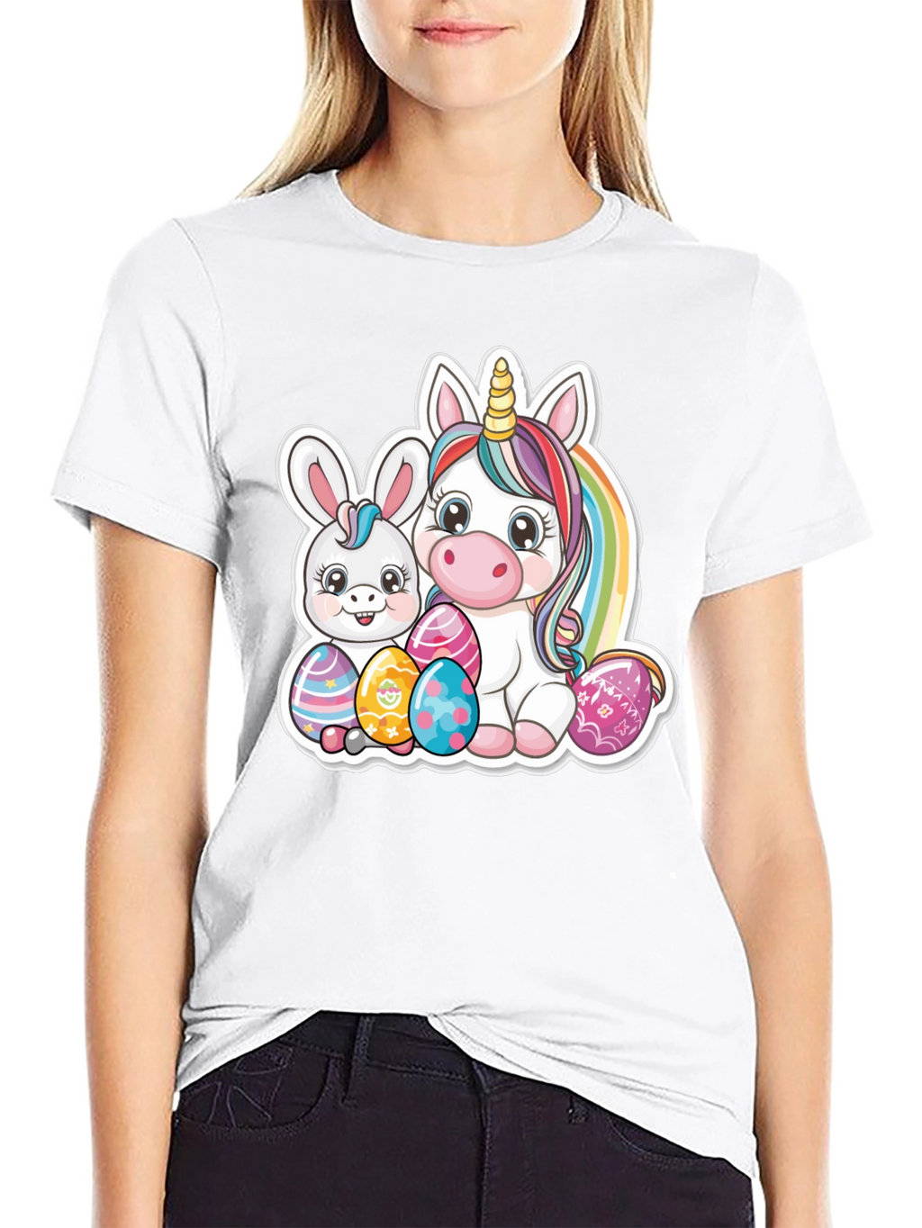 Easter Bunny and Unicorn Graphic T-Shirt