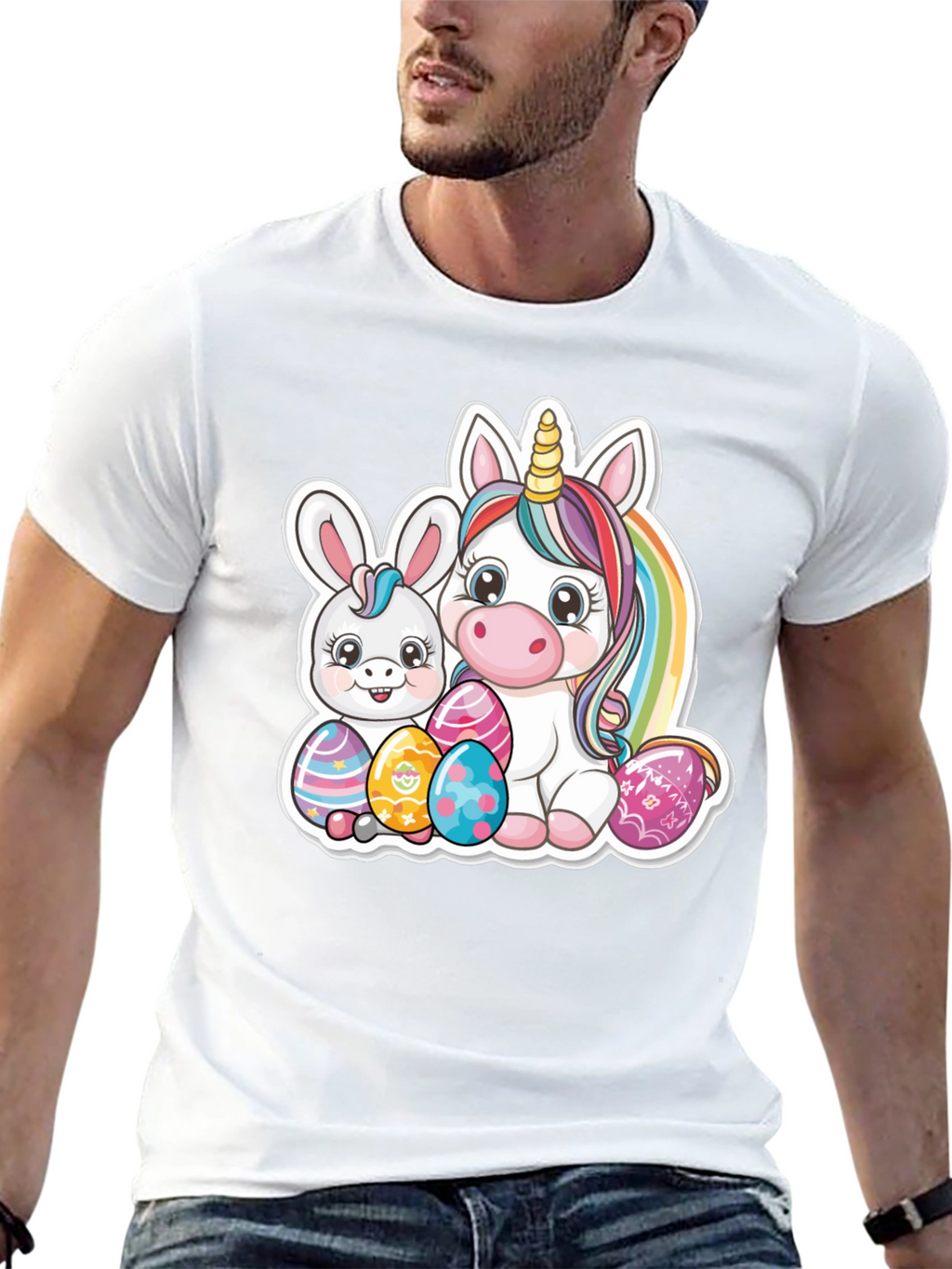 Easter Bunny and Unicorn Graphic T-Shirt