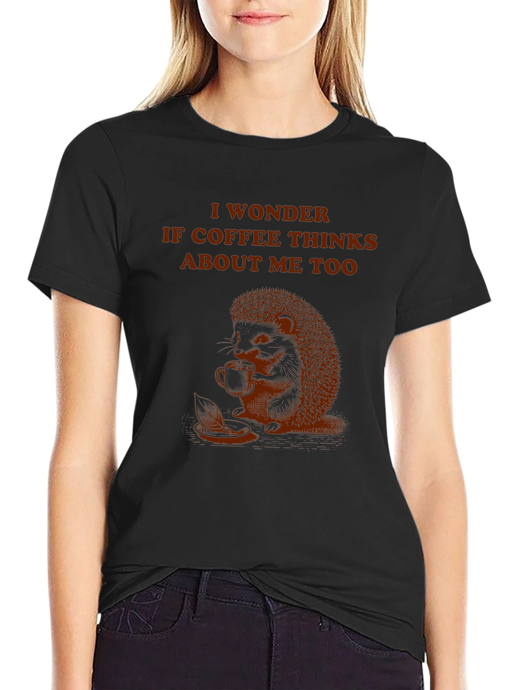 Coffee Thinking Hedgehog T-Shirt