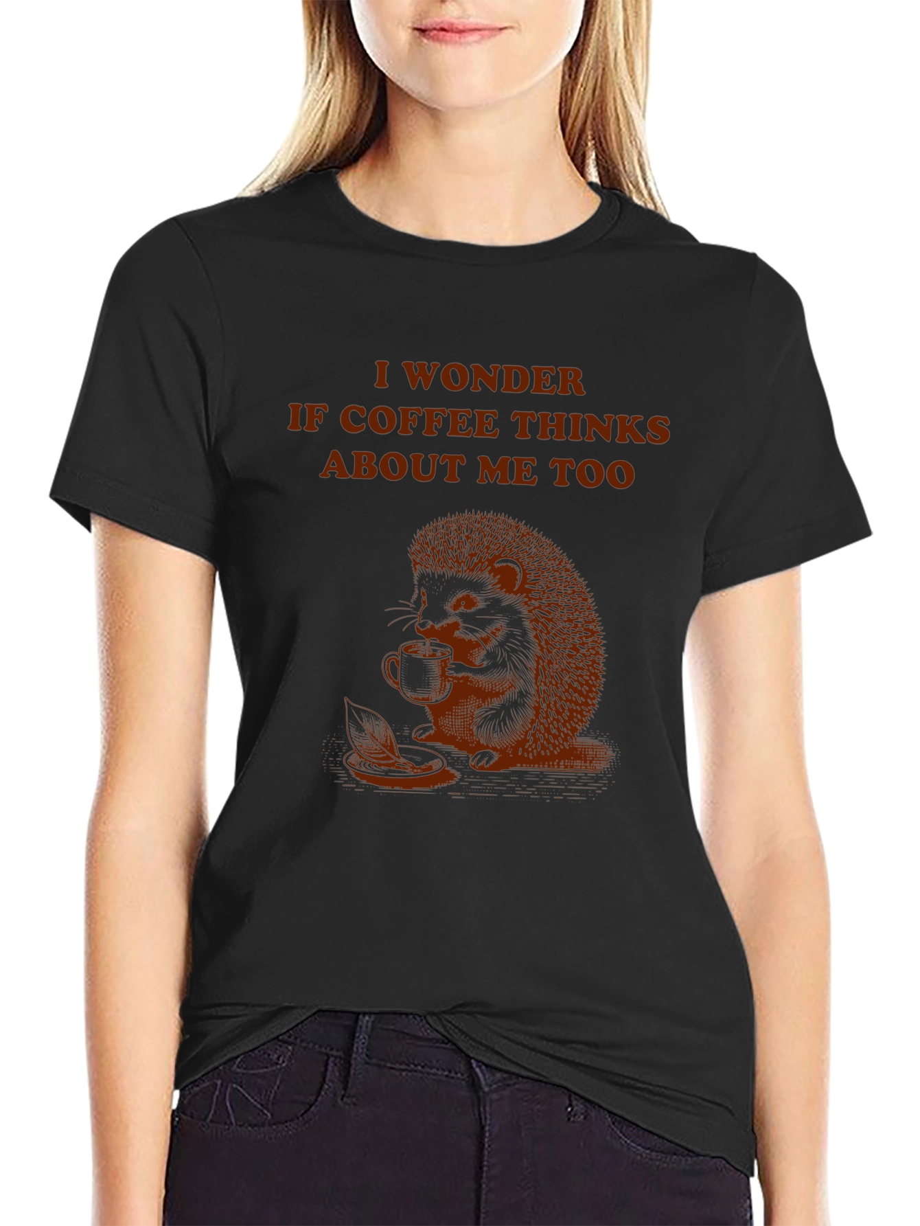 Coffee Thinking Hedgehog T-Shirt