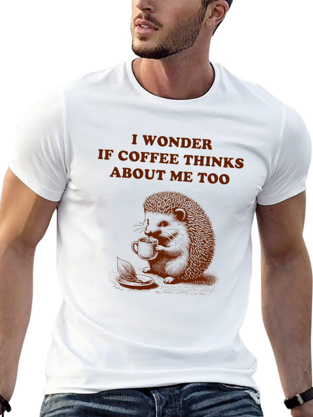 Coffee Thinking Hedgehog T-Shirt