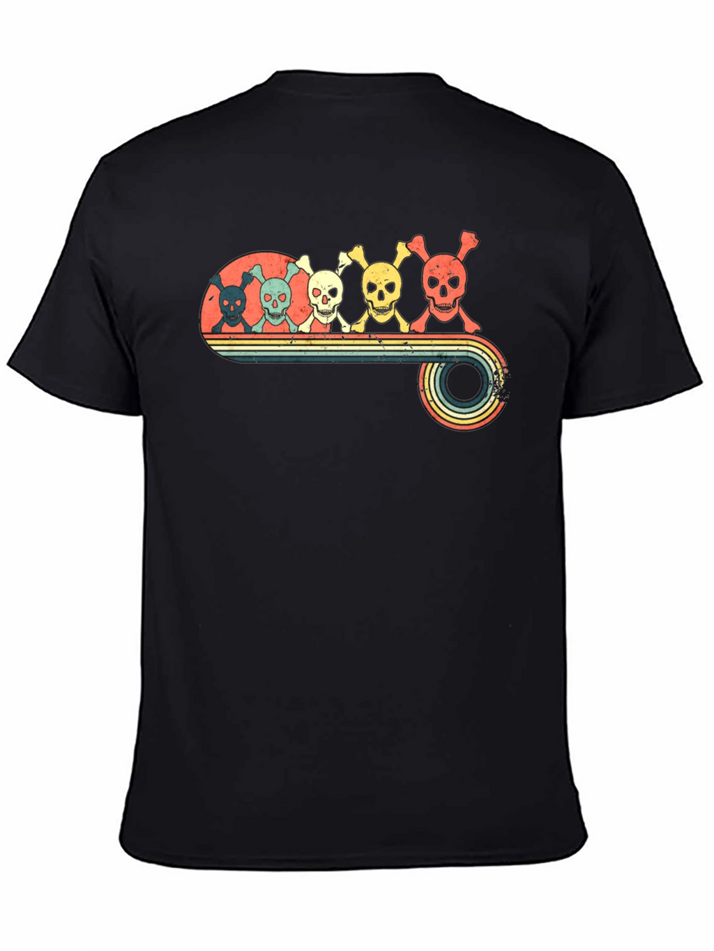 Retro Skull Line Black T-Shirt