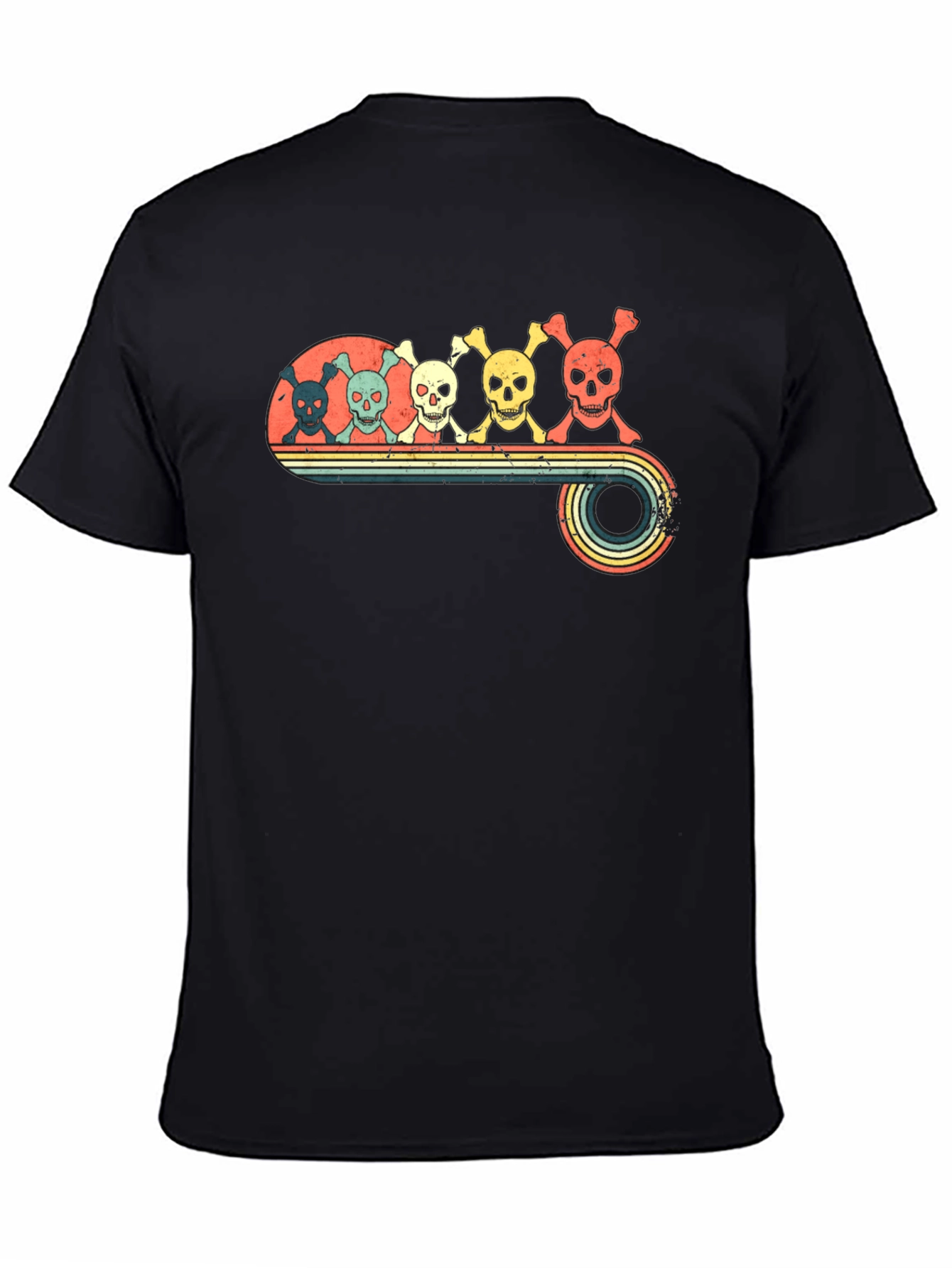 Retro Skull Line Black T-Shirt