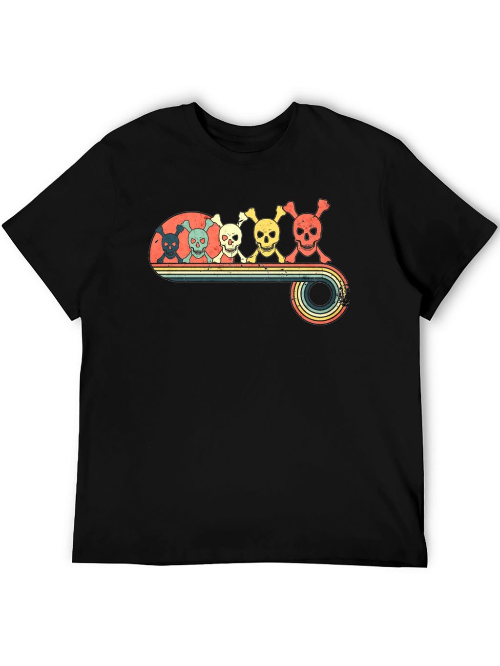 Retro Skull Line Black T-Shirt