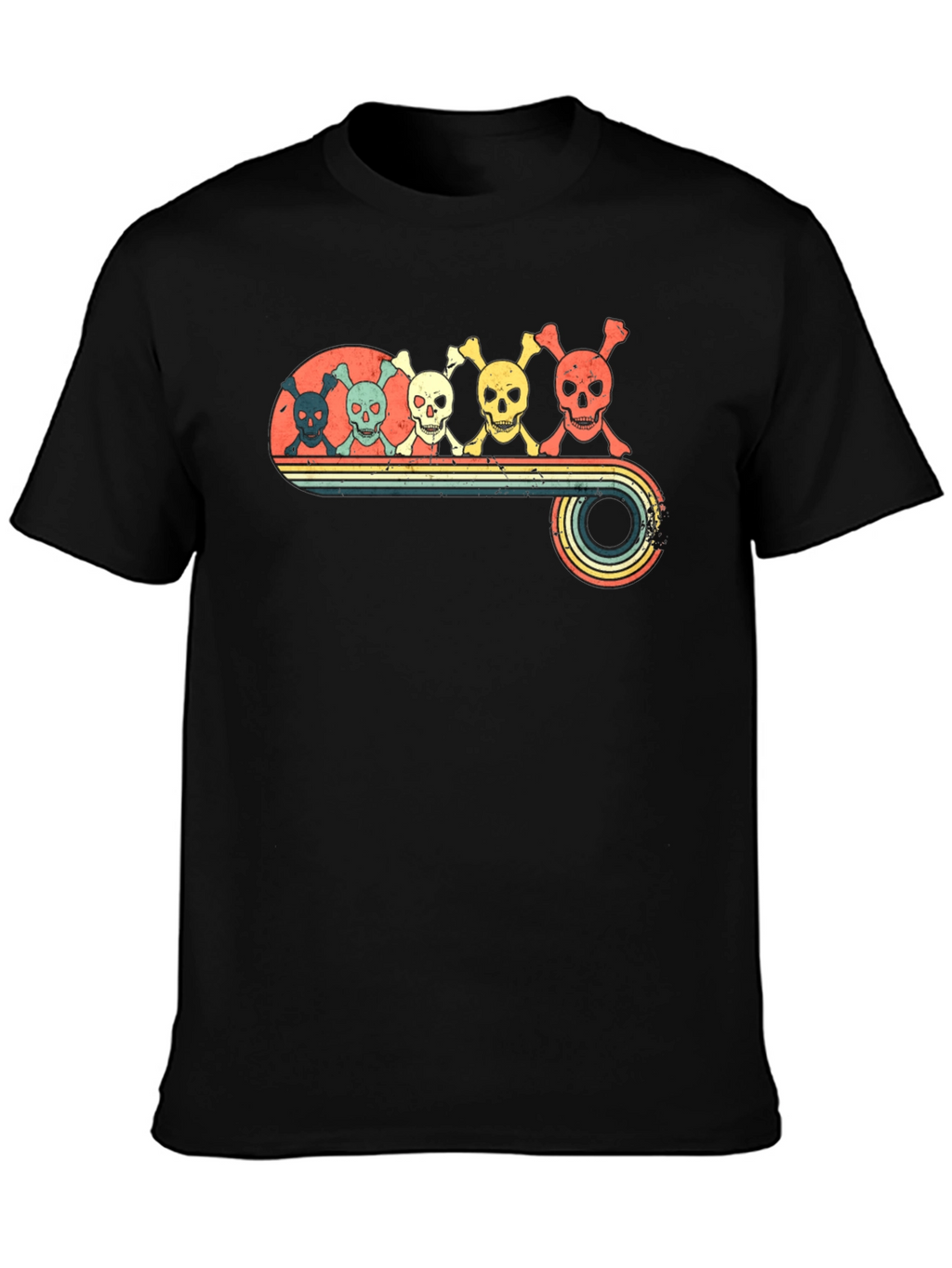 Retro Skull Line Black T-Shirt