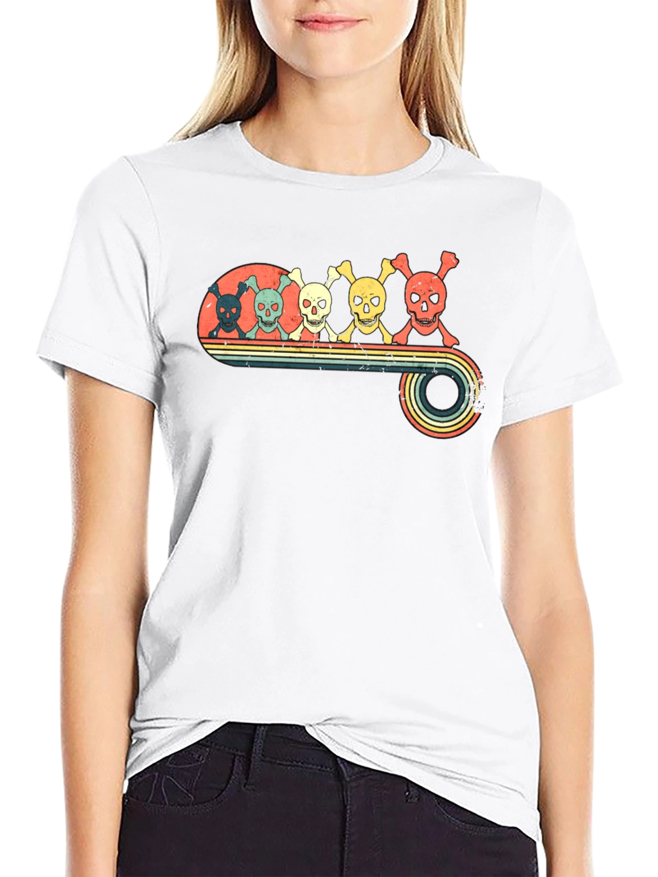 Retro Skull Line Black T-Shirt