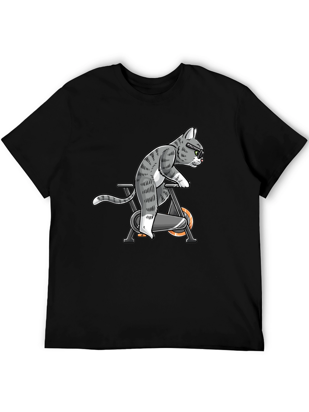 Cat on Exercise Bike Graphic Tee
