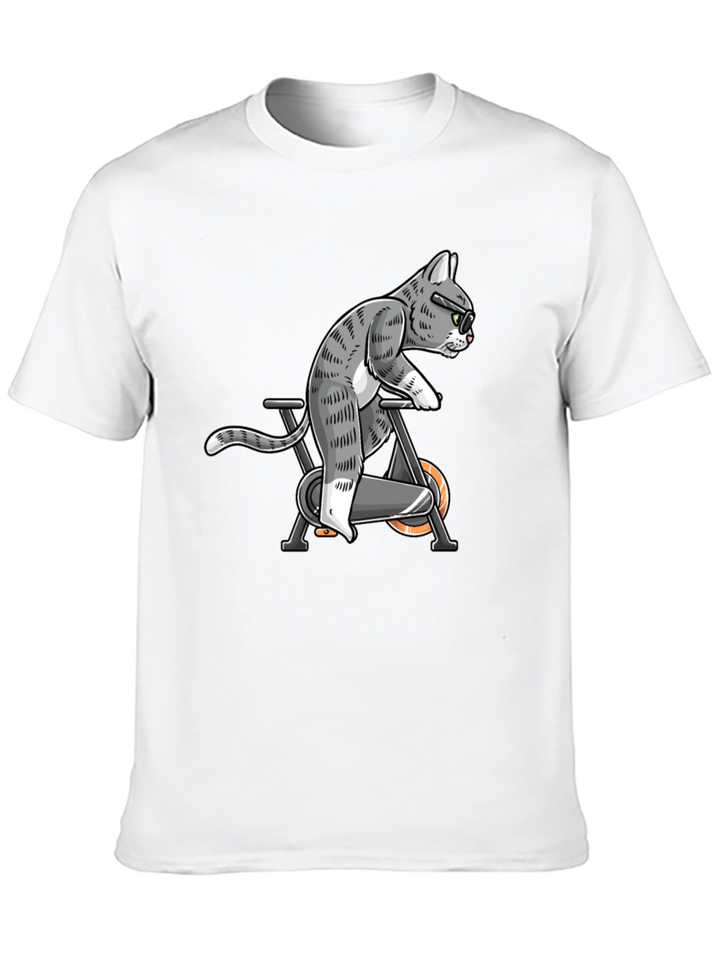 Cat on Exercise Bike Graphic Tee