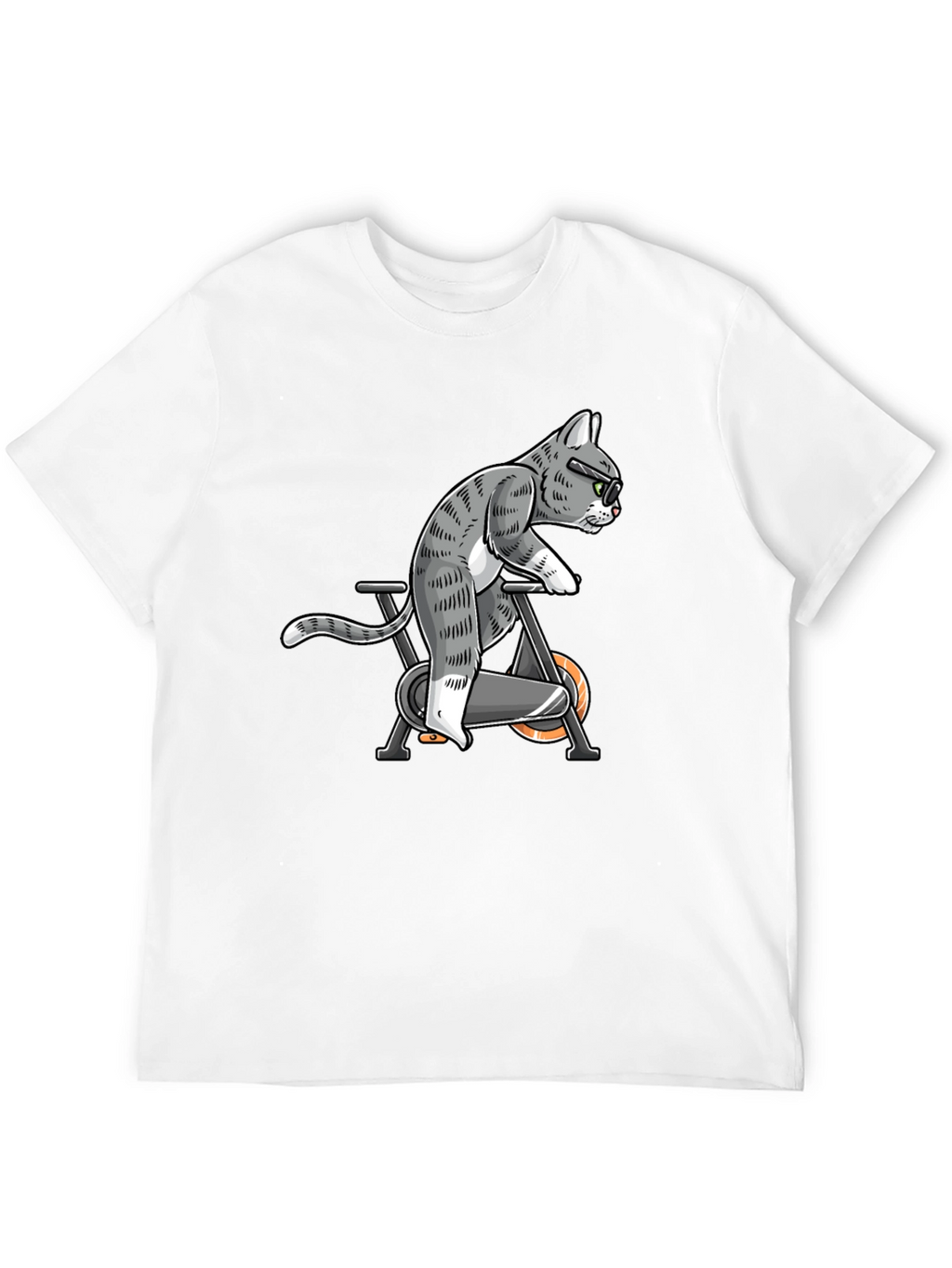 Cat on Exercise Bike Graphic Tee