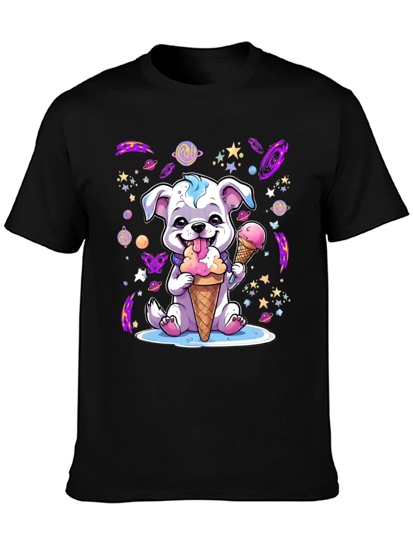 Cute Dog Ice Cream T-Shirt - Galaxy Pet Lover Tee