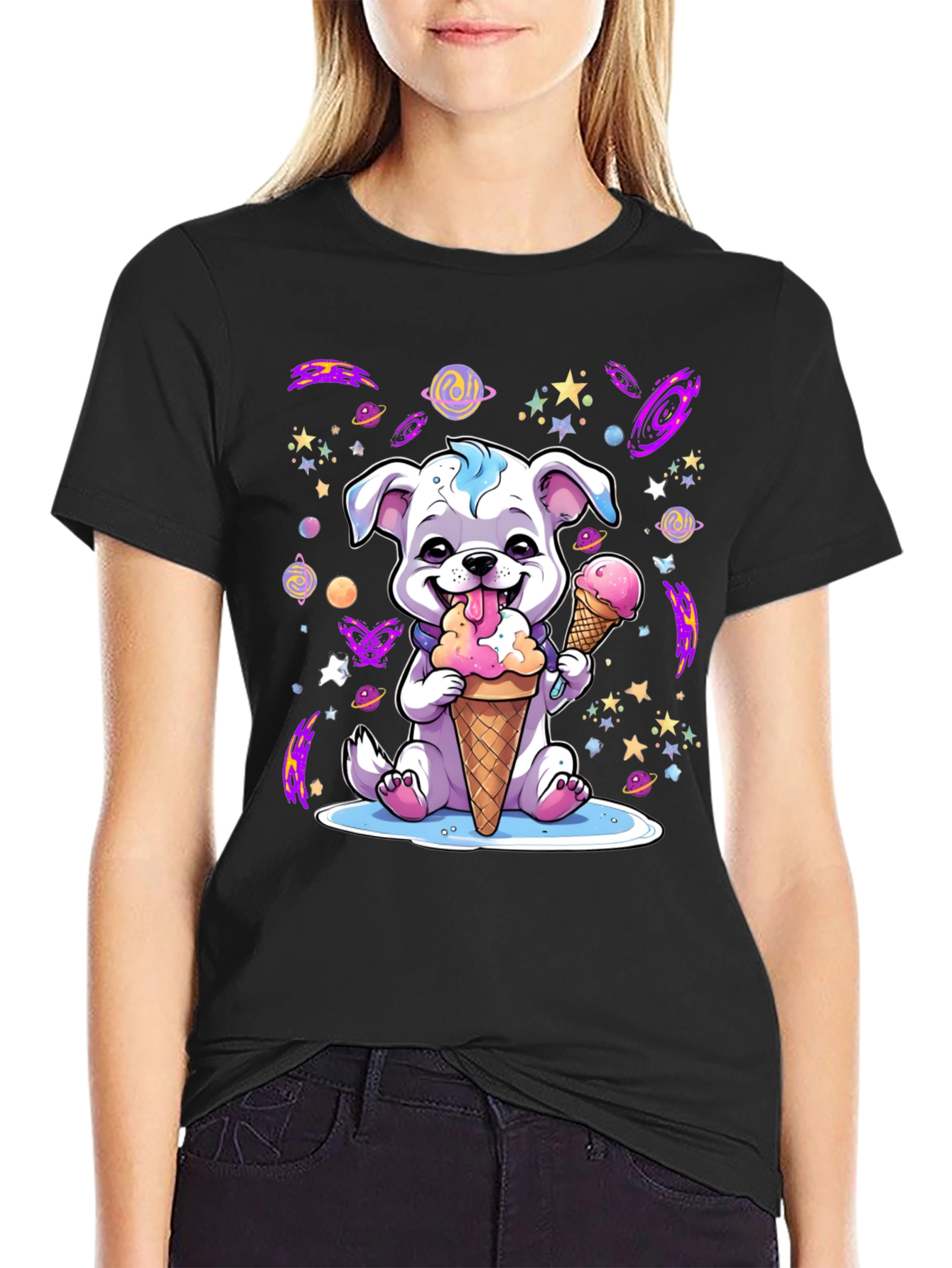 Cute Dog Ice Cream T-Shirt - Galaxy Pet Lover Tee