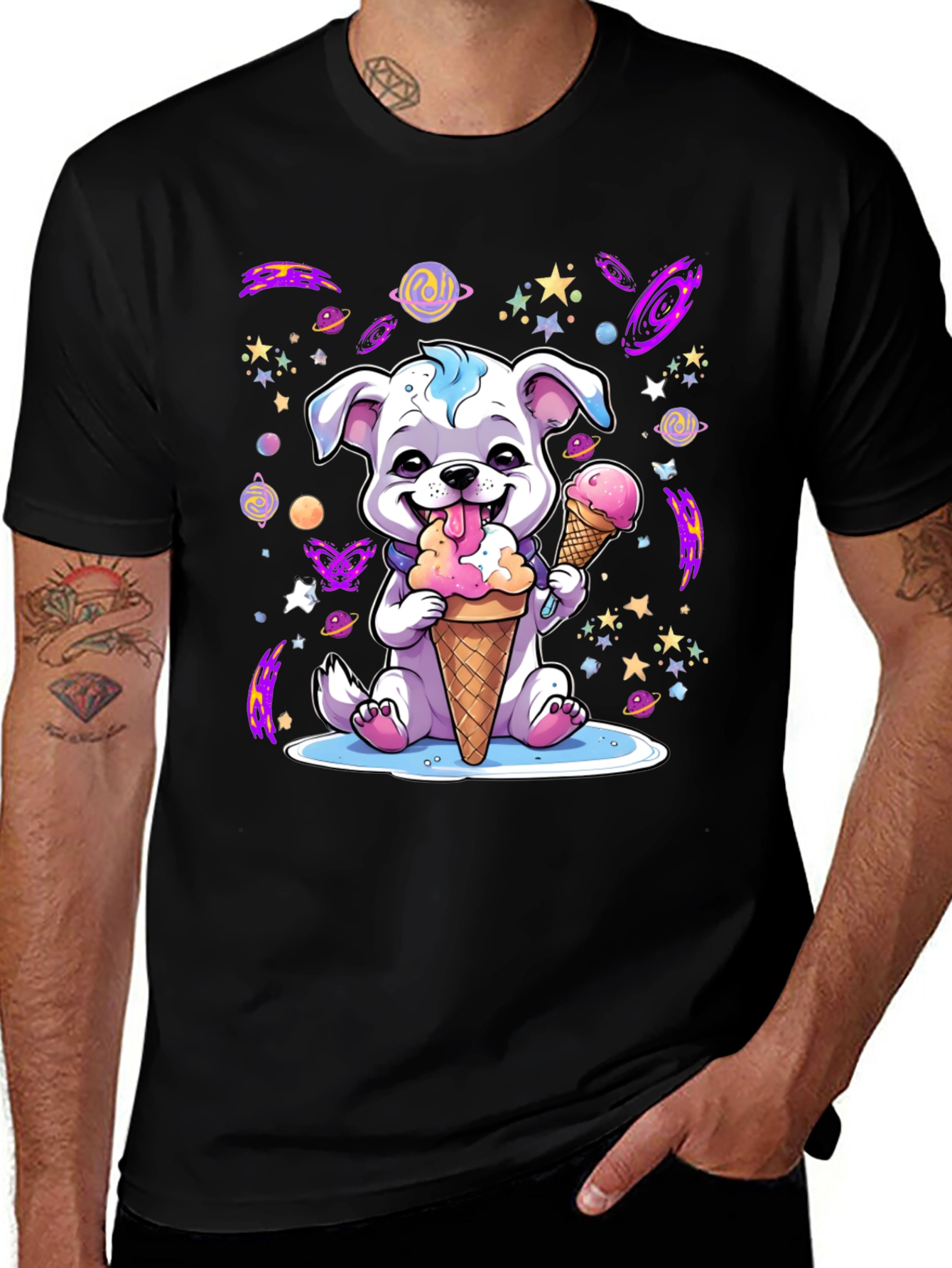 Cute Dog Ice Cream T-Shirt - Galaxy Pet Lover Tee