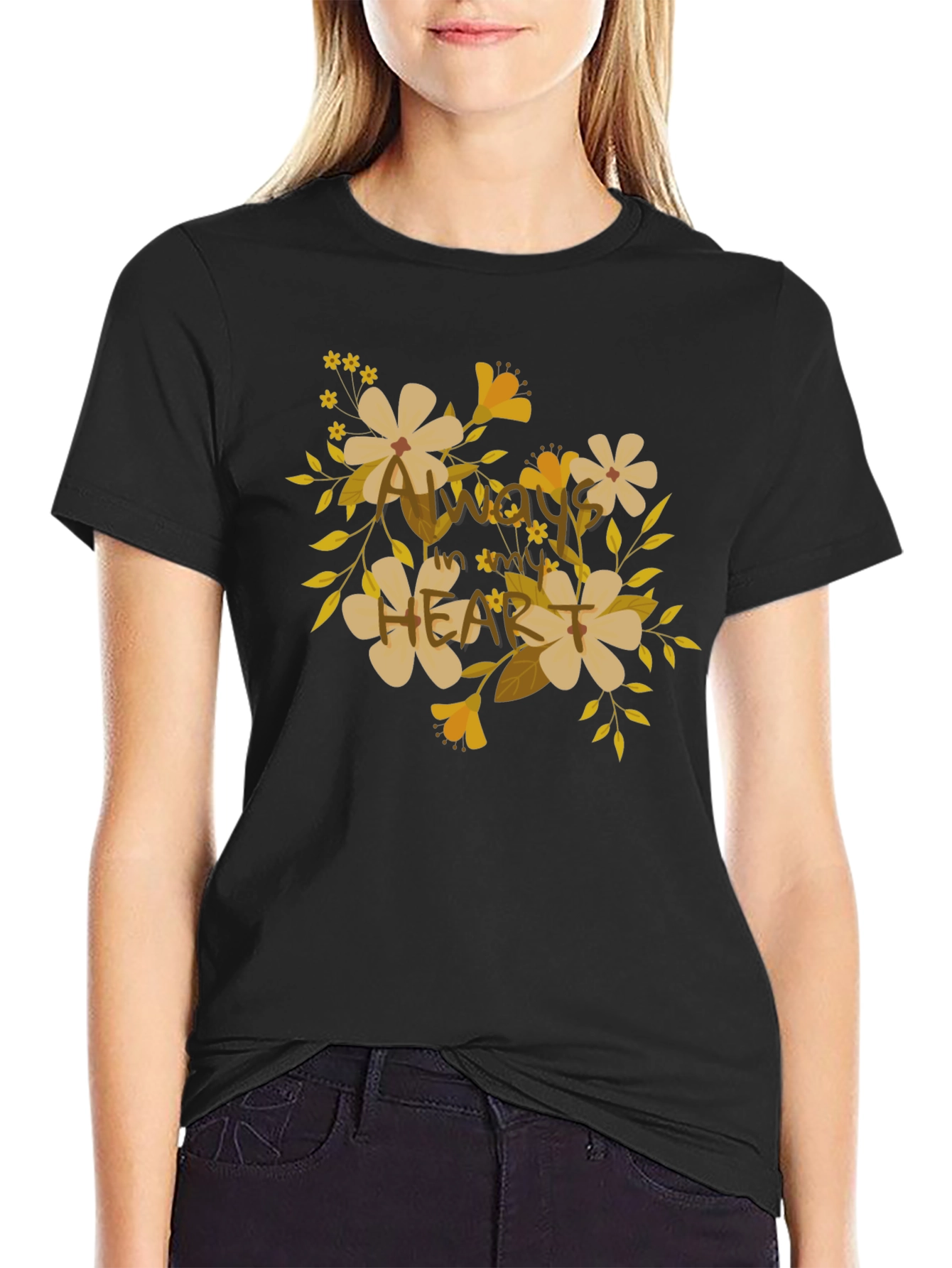 Floral Heart Graphic T-Shirt - Always in My Heart
