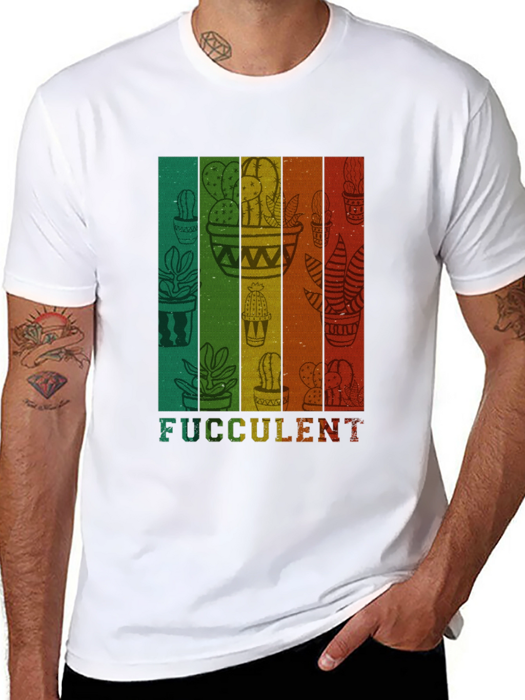 Fucculent Cactus T-Shirt - Retro Plant Lover Tee