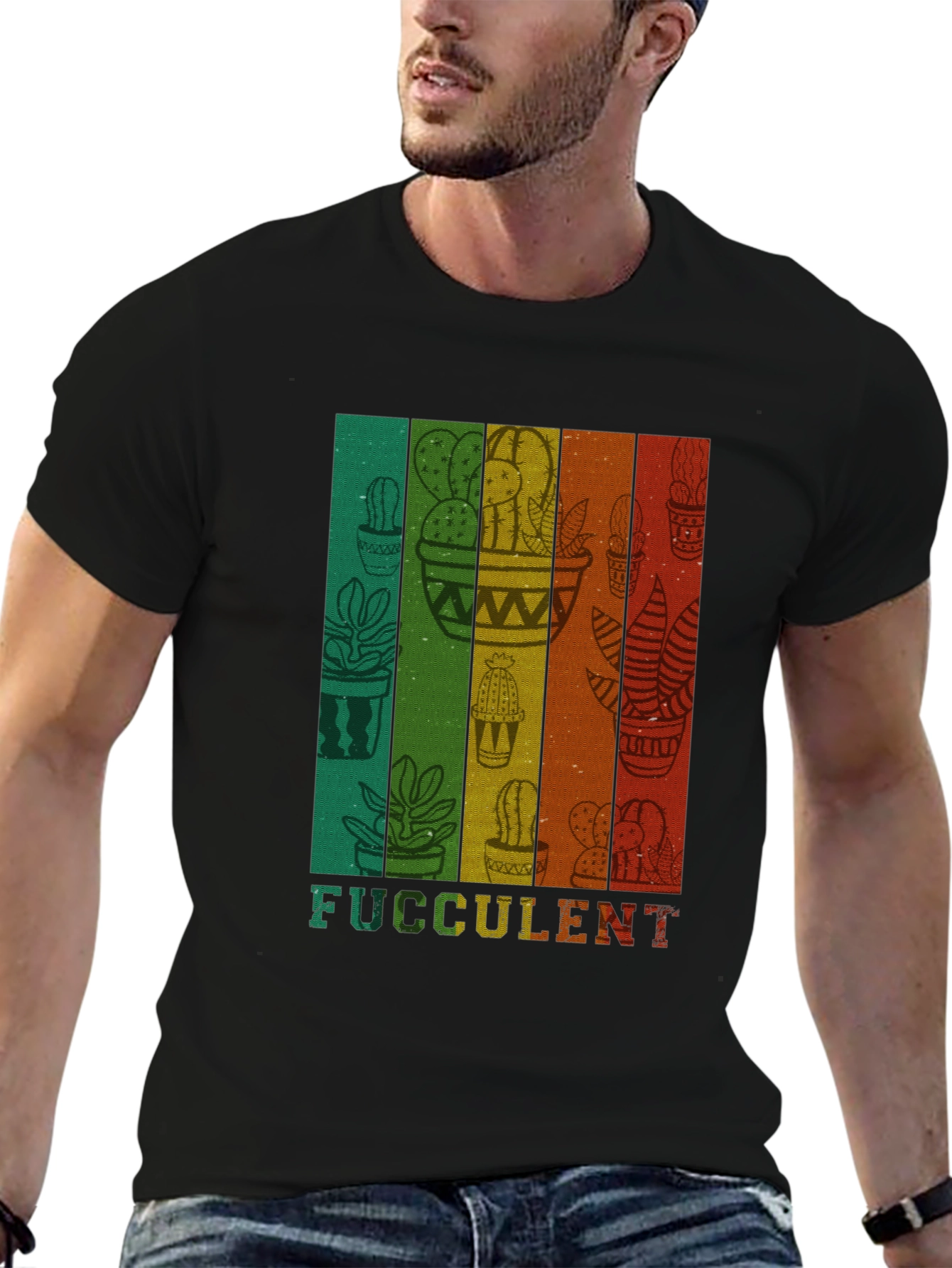 Fucculent Cactus T-Shirt - Retro Plant Lover Tee