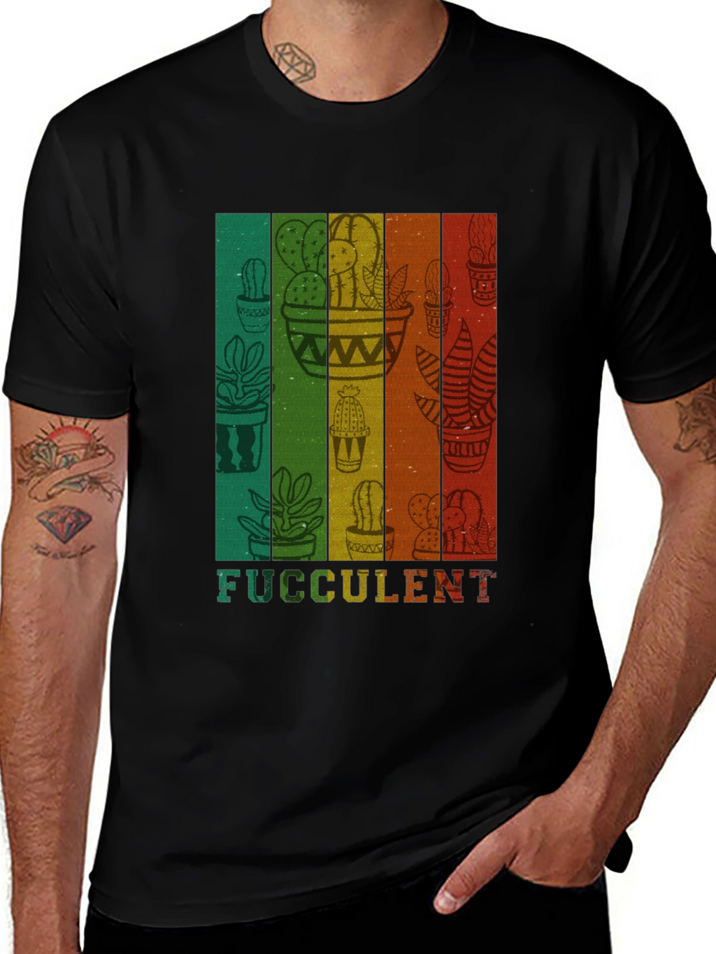 Fucculent Cactus T-Shirt - Retro Plant Lover Tee