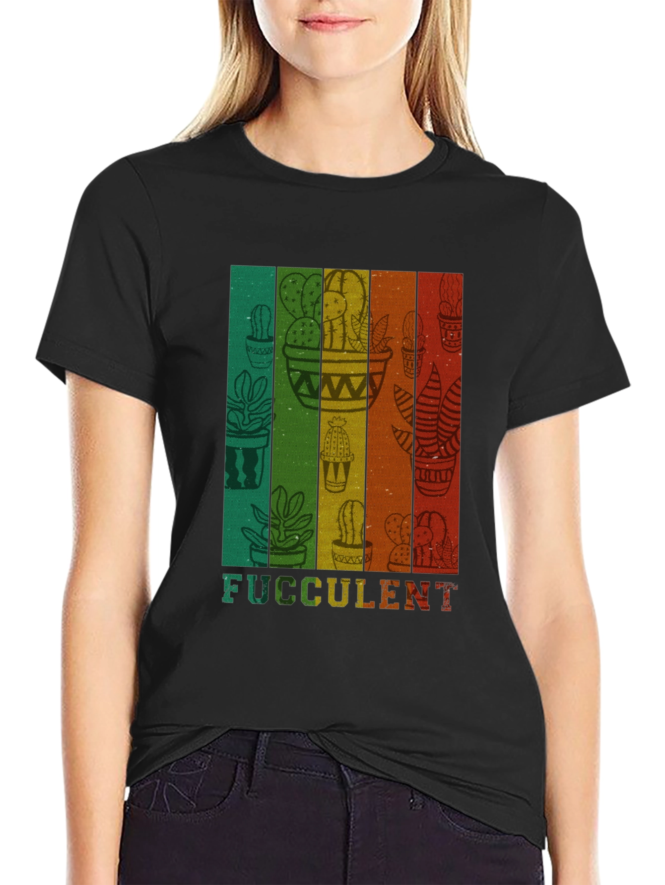 Fucculent Cactus T-Shirt - Retro Plant Lover Tee