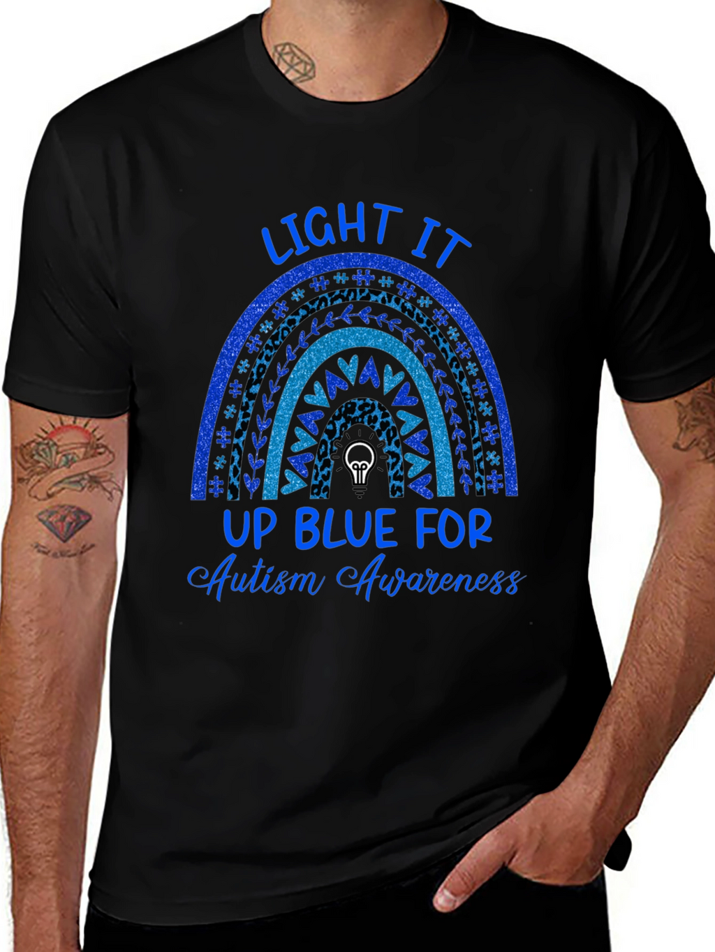 Autism Awareness Blue Rainbow T-Shirt