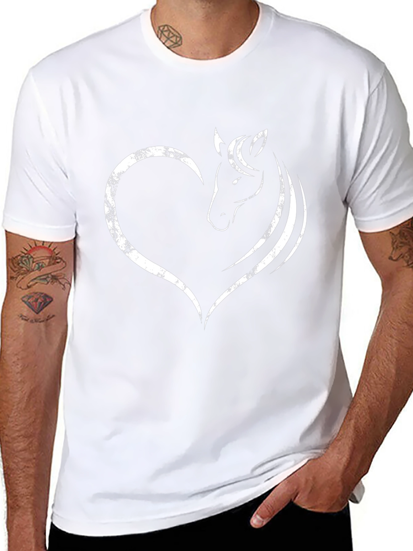 Heart Horse Graphic Tee - Stylish Black T-Shirt