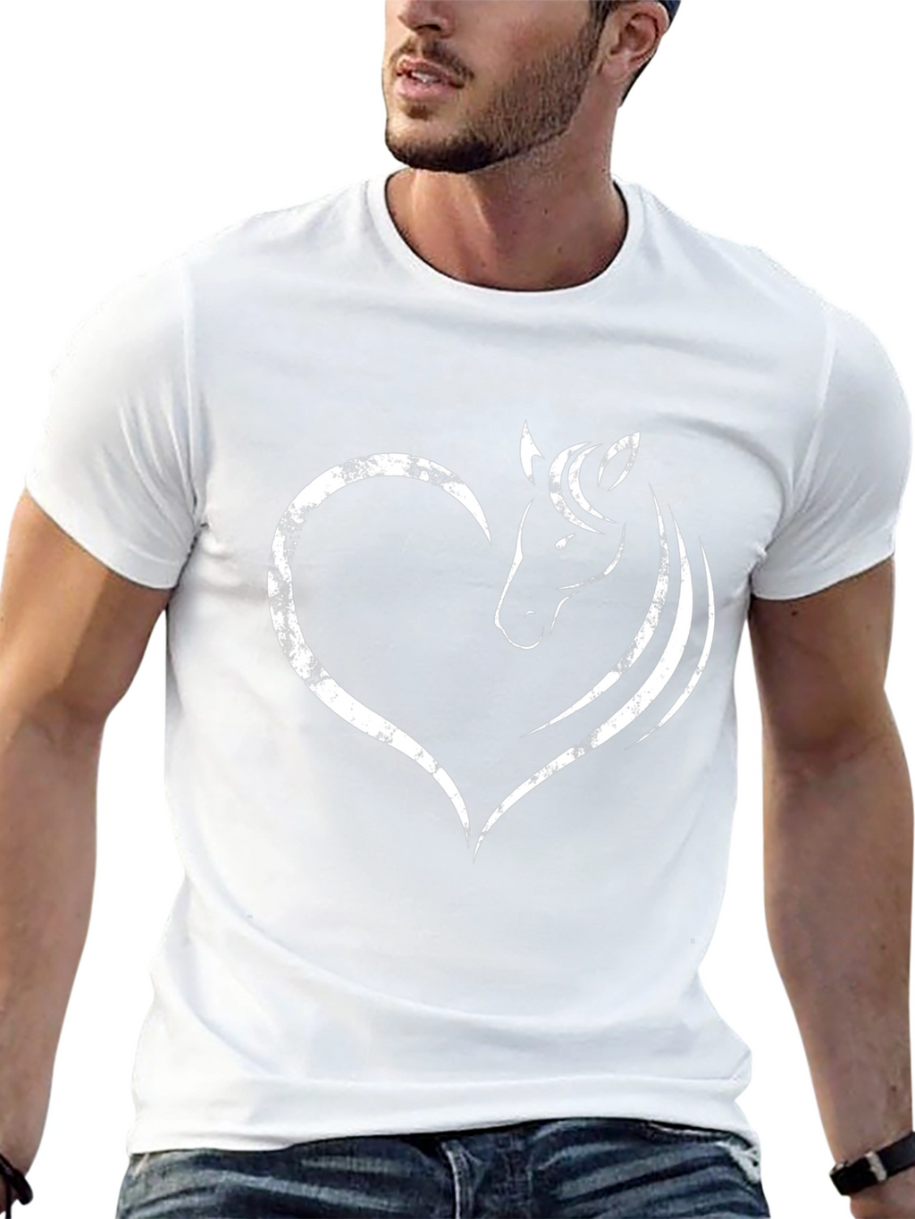 Heart Horse Graphic Tee - Stylish Black T-Shirt