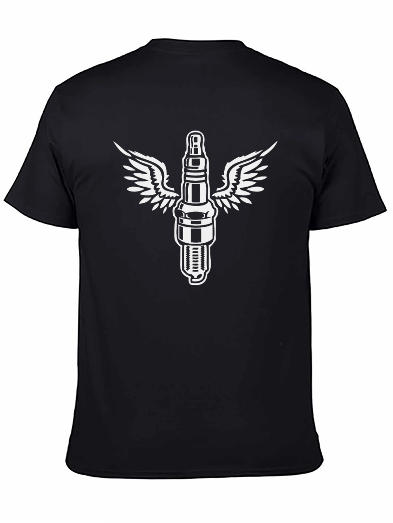 Winged Spark Plug Graphic Tee - Black