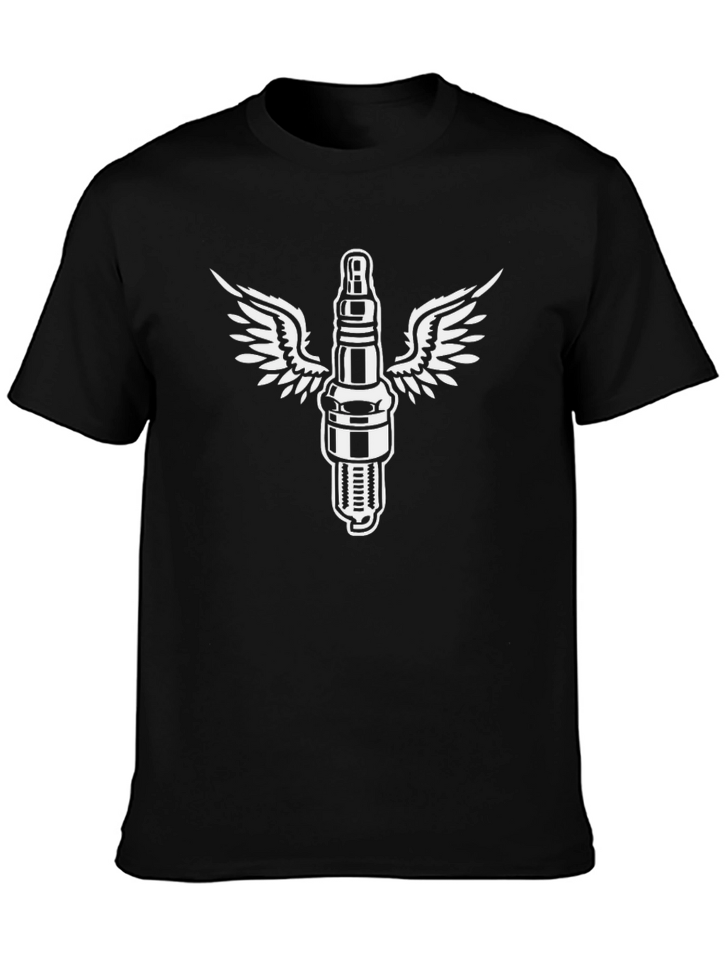 Winged Spark Plug Graphic Tee - Black