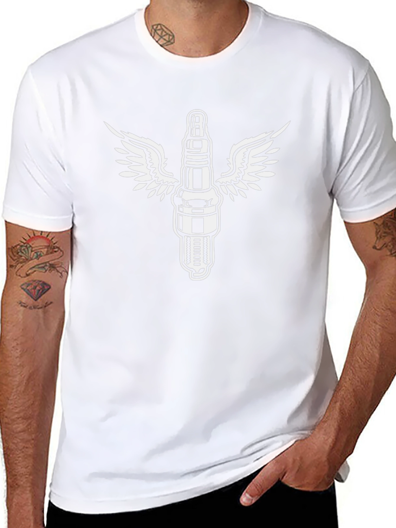 Winged Spark Plug Graphic Tee - Black