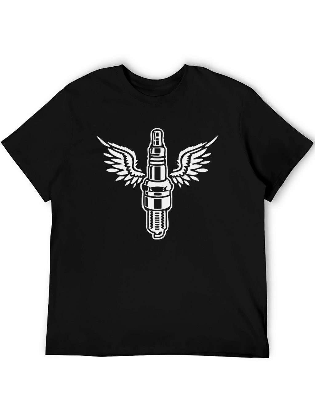 Winged Spark Plug Graphic Tee - Black