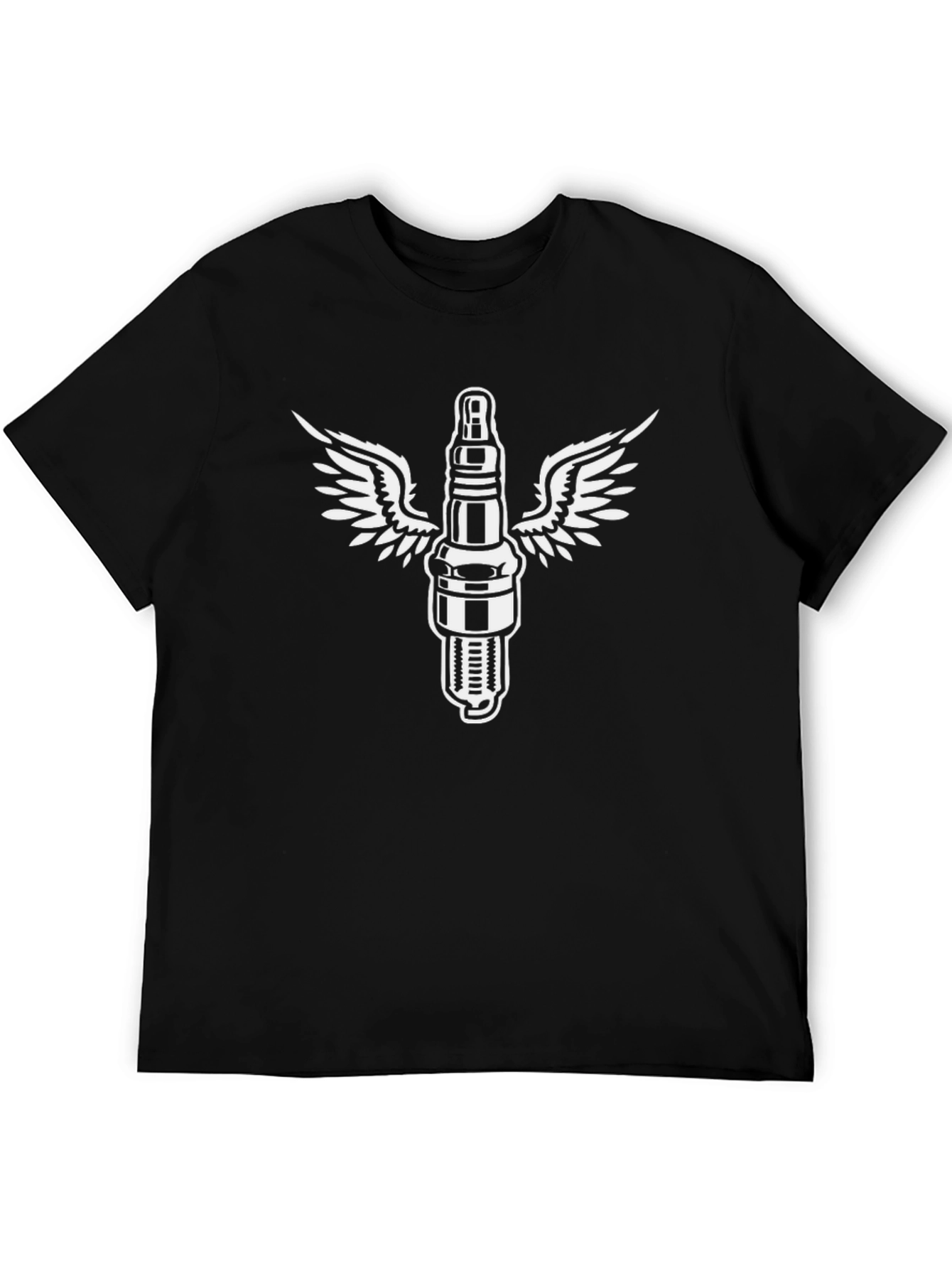 Winged Spark Plug Graphic Tee - Black