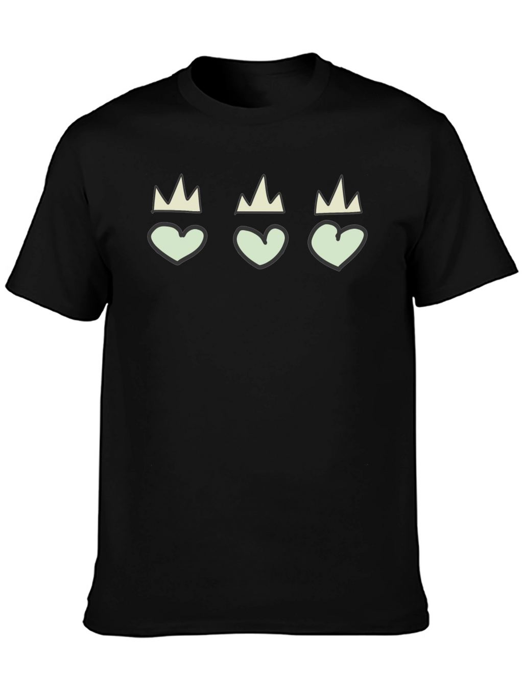 Hearts with Crowns Black Graphic Tee