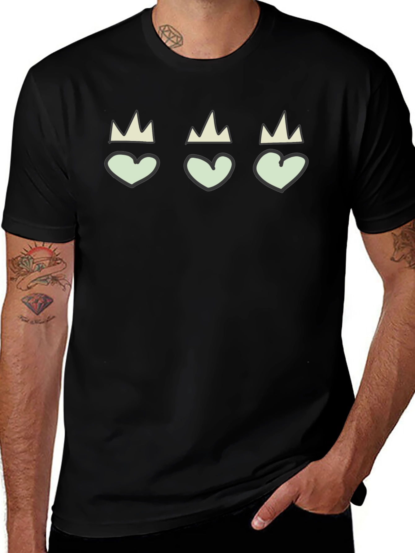 Hearts with Crowns Black Graphic Tee