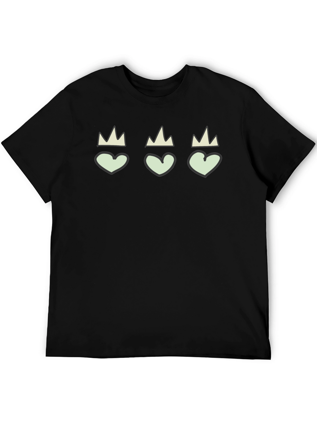 Hearts with Crowns Black Graphic Tee
