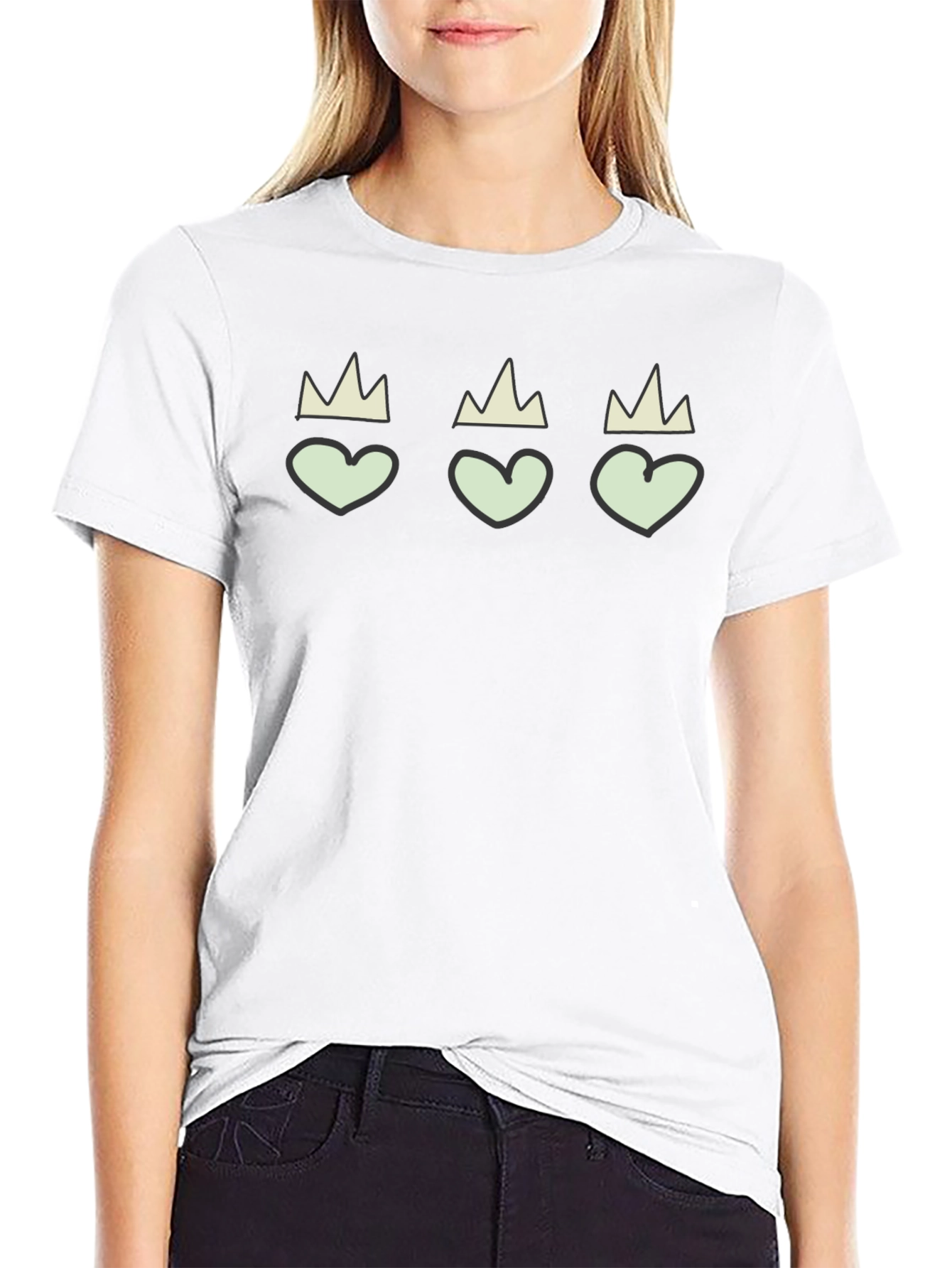 Hearts with Crowns Black Graphic Tee