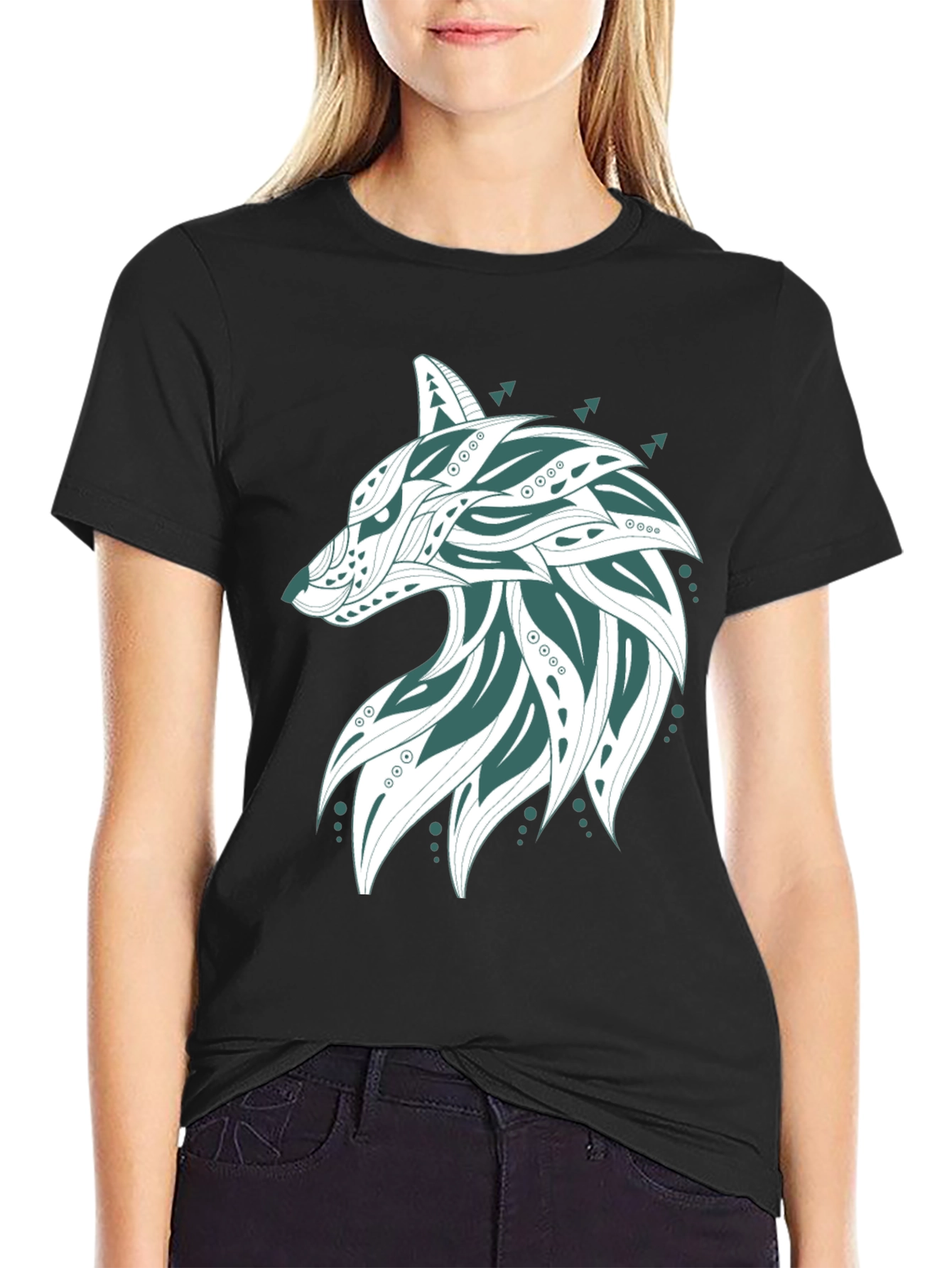 Wolf Graphic Print Tee - Mens Black T-Shirt