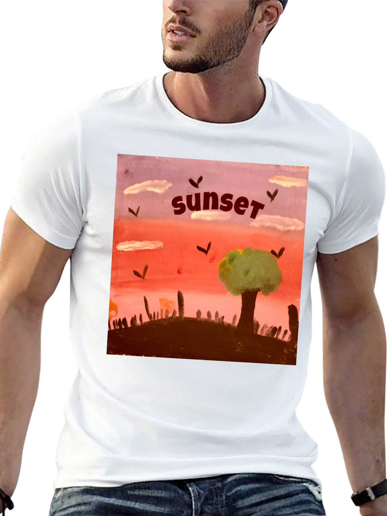 Sunset Graphic T-Shirt - Unique Artistic Design