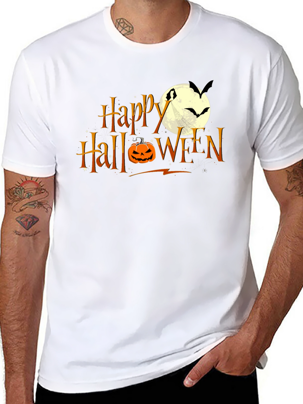 Happy Halloween T-Shirt: Pumpkin Moon Bats