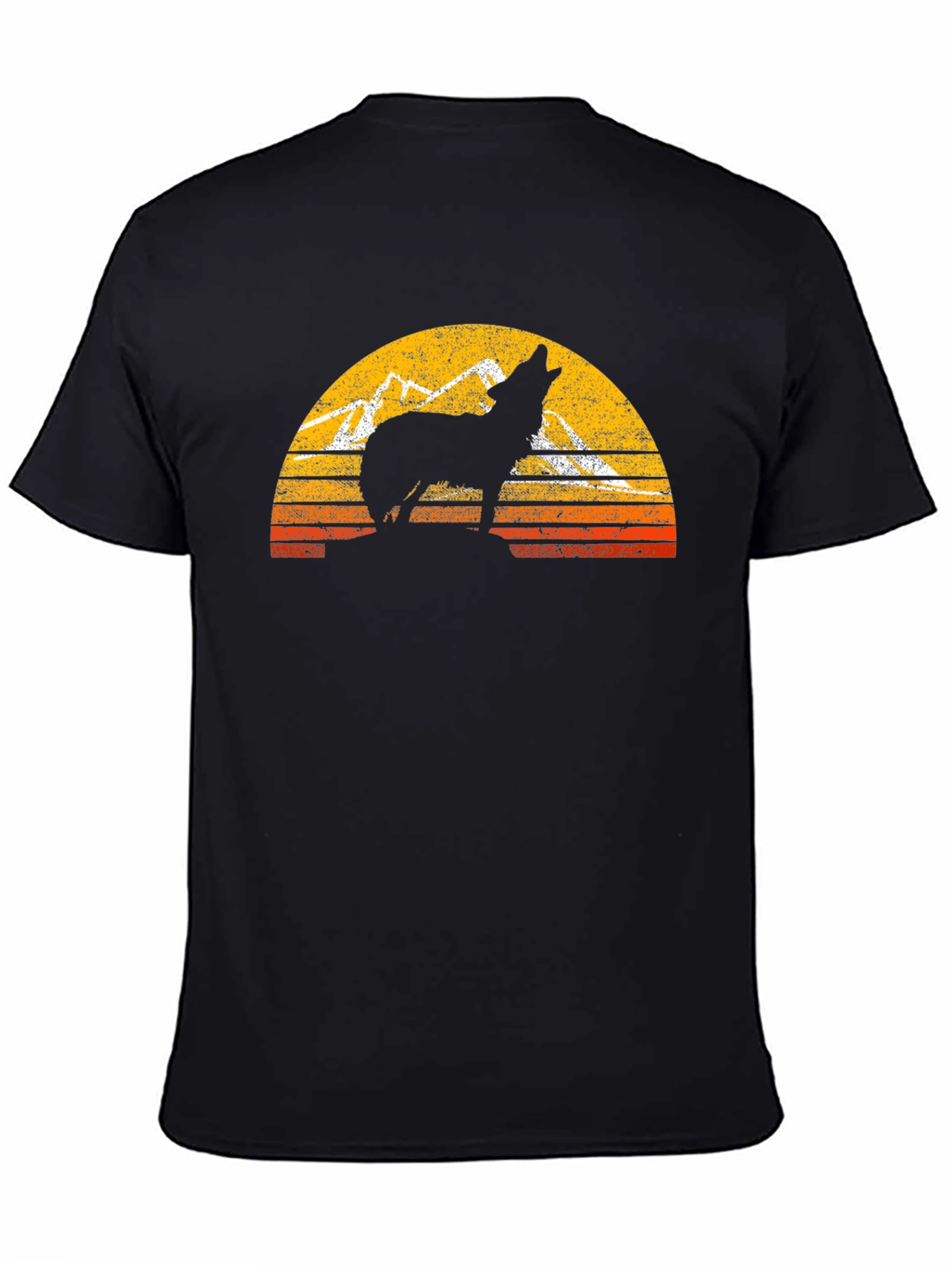 Wolf Howling at Sunset Mens Black T-Shirt