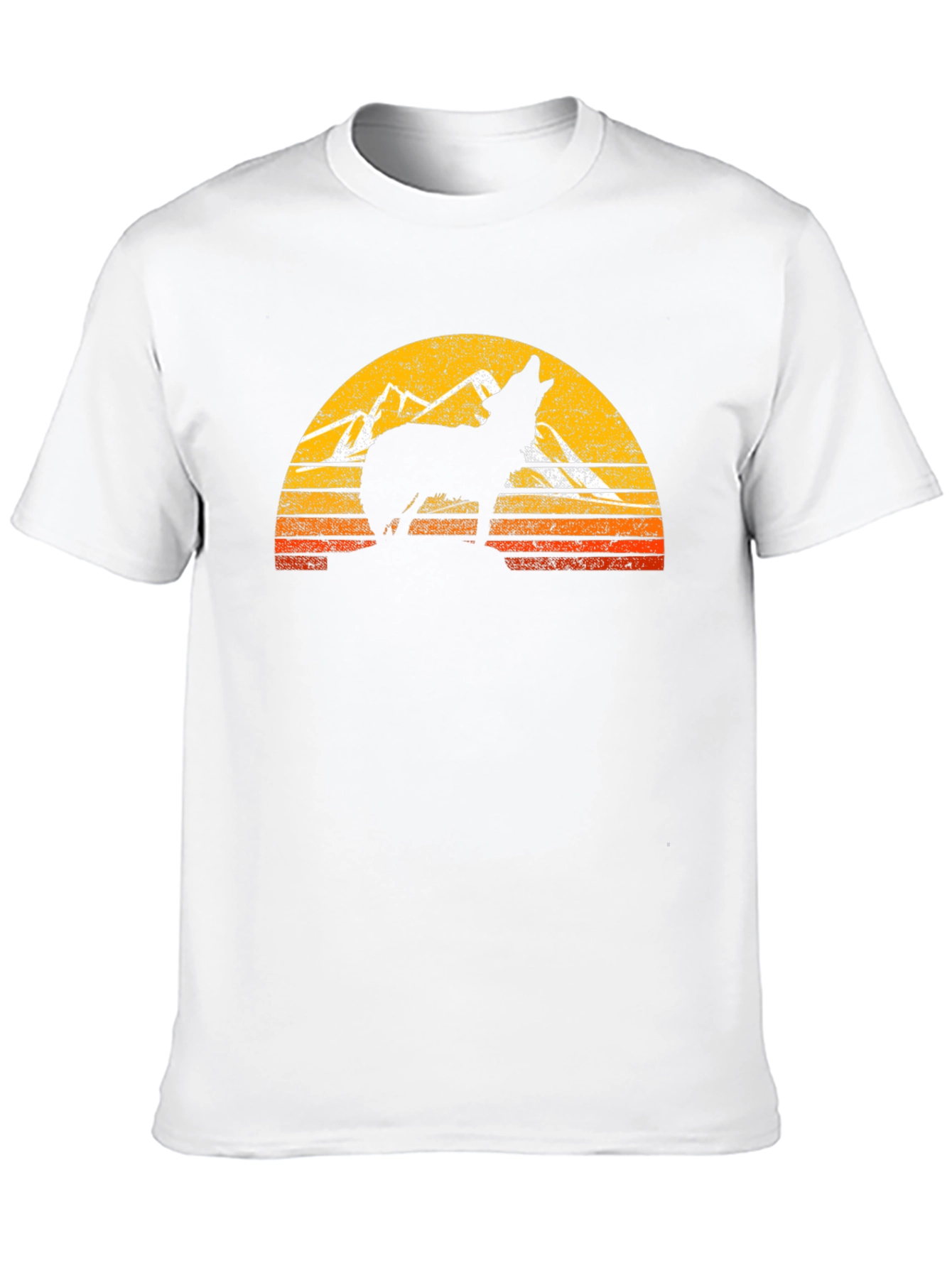 Wolf Howling at Sunset Mens Black T-Shirt