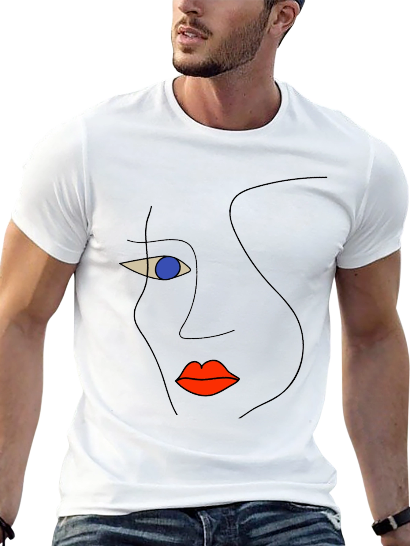Abstract Face Graphic Black T-Shirt