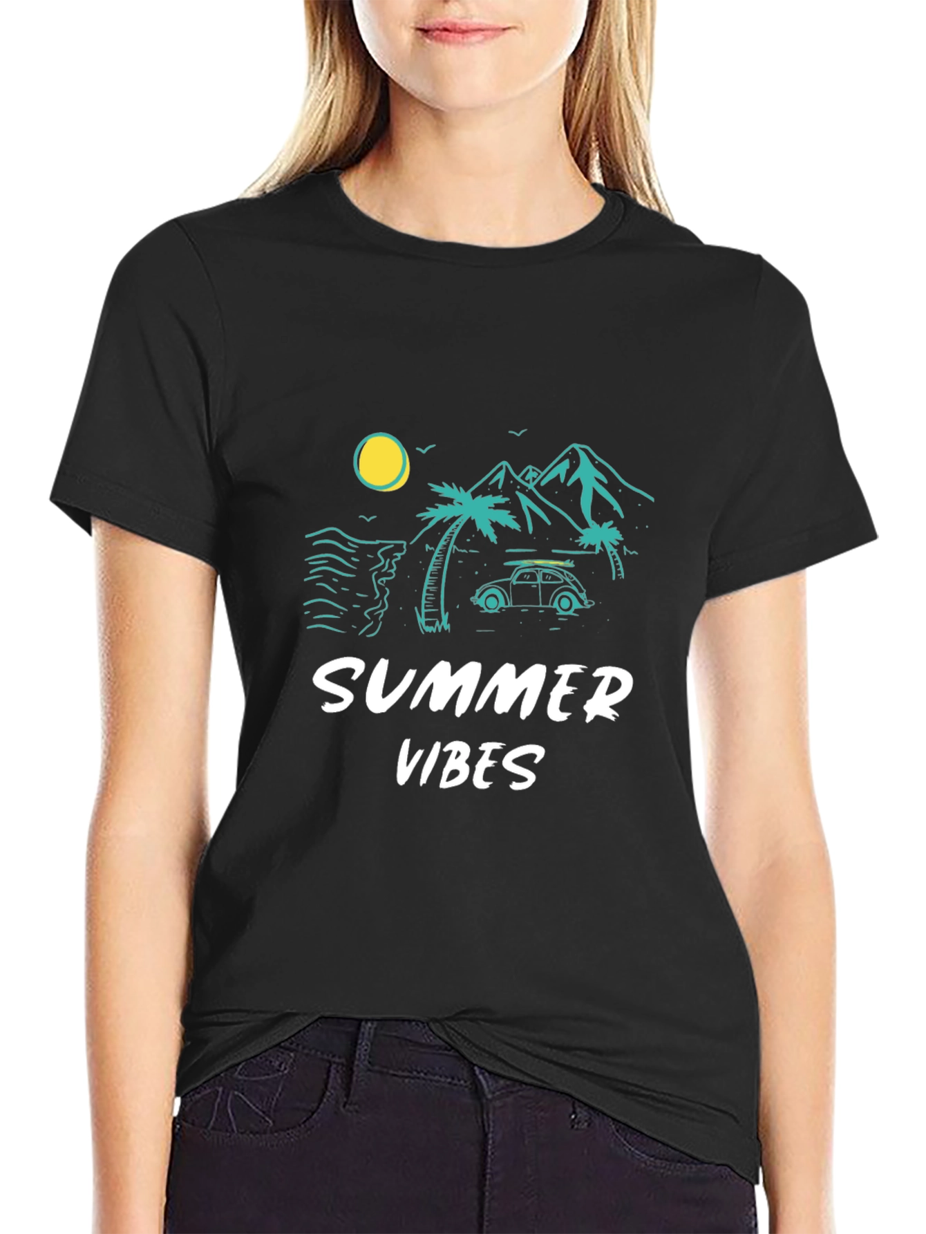 Summer Vibes Graphic T-Shirt - Black