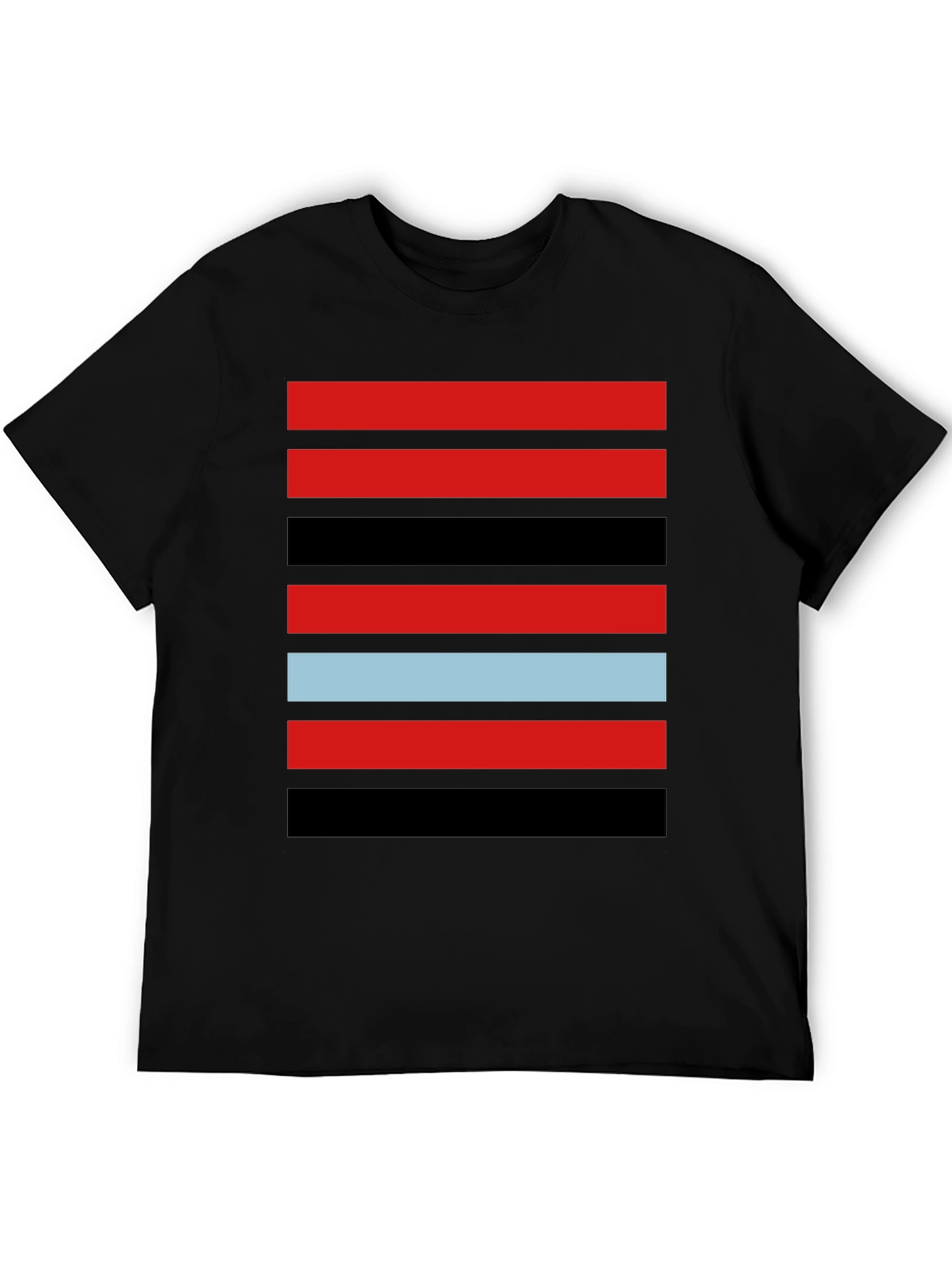 Striped Graphic Tee - Red Black and Blue