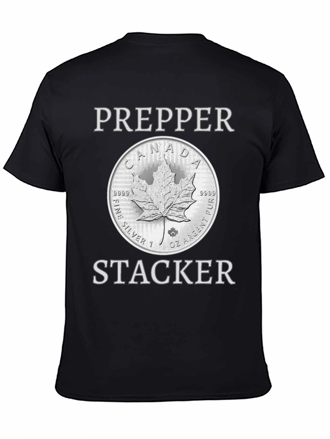 Prepper Stacker T-Shirt - Canada Silver Coin Design
