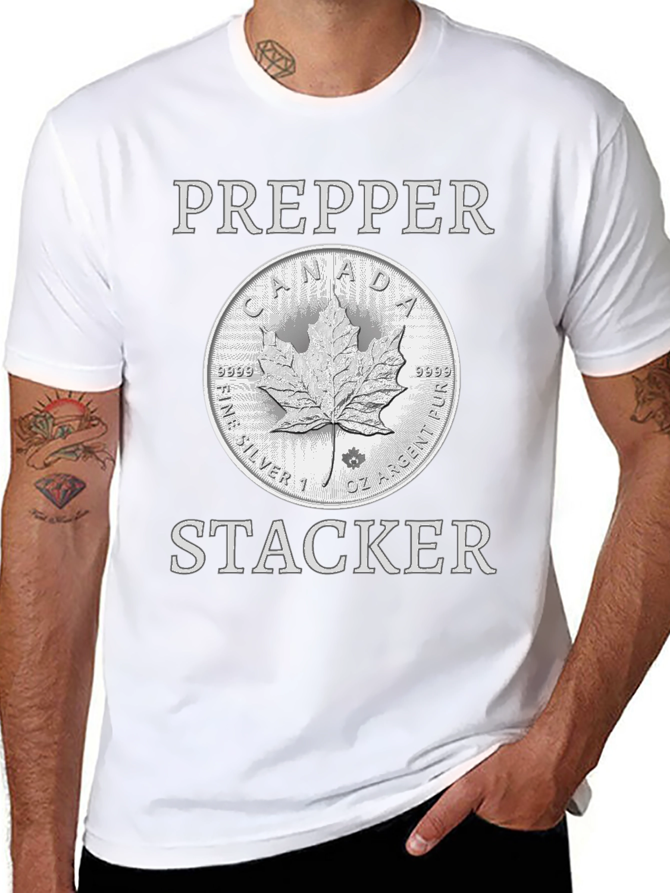 Prepper Stacker T-Shirt - Canada Silver Coin Design
