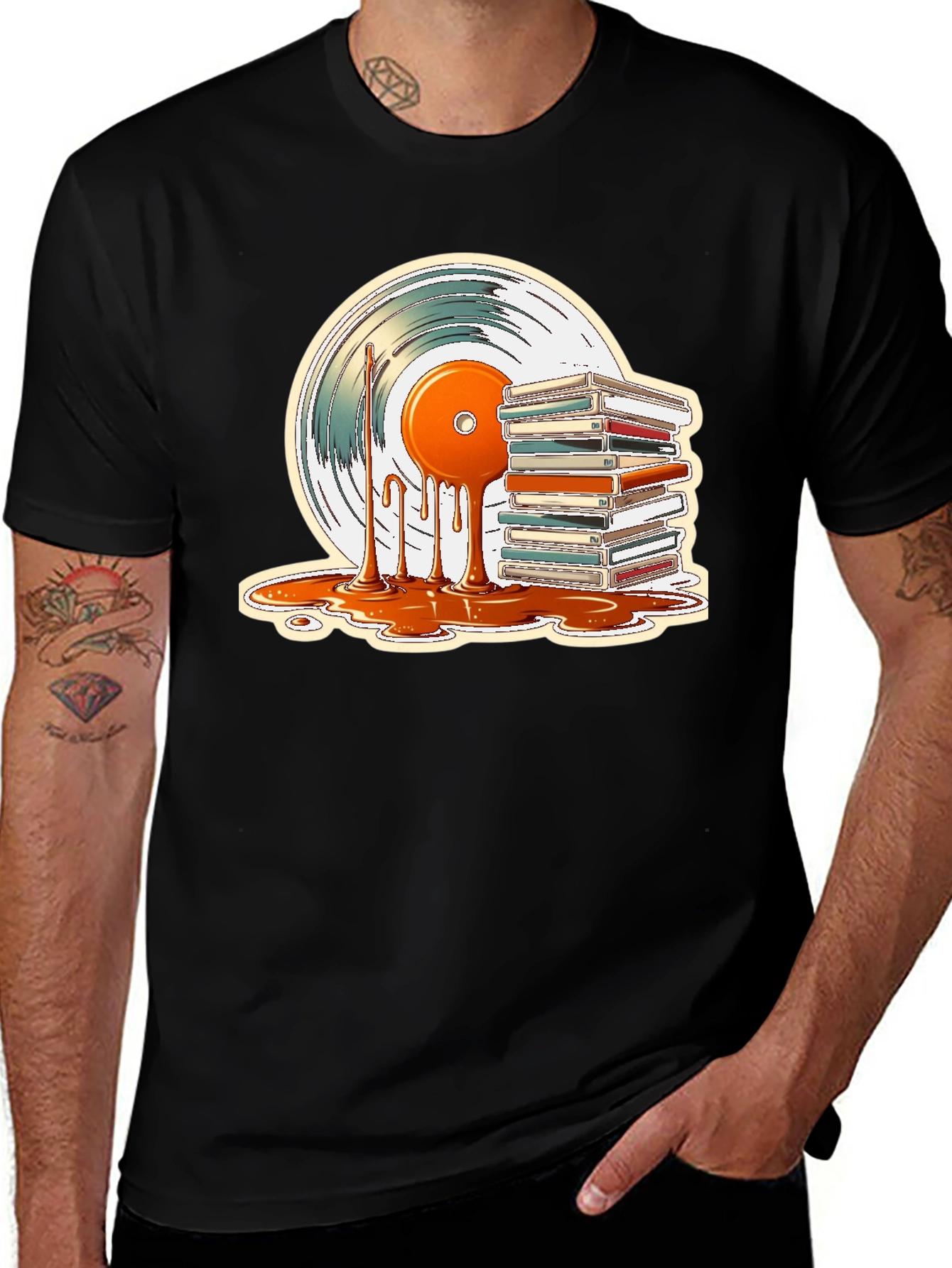Retro Vinyl & Cassette Tape Graphic T-Shirt - Music Lover Tee