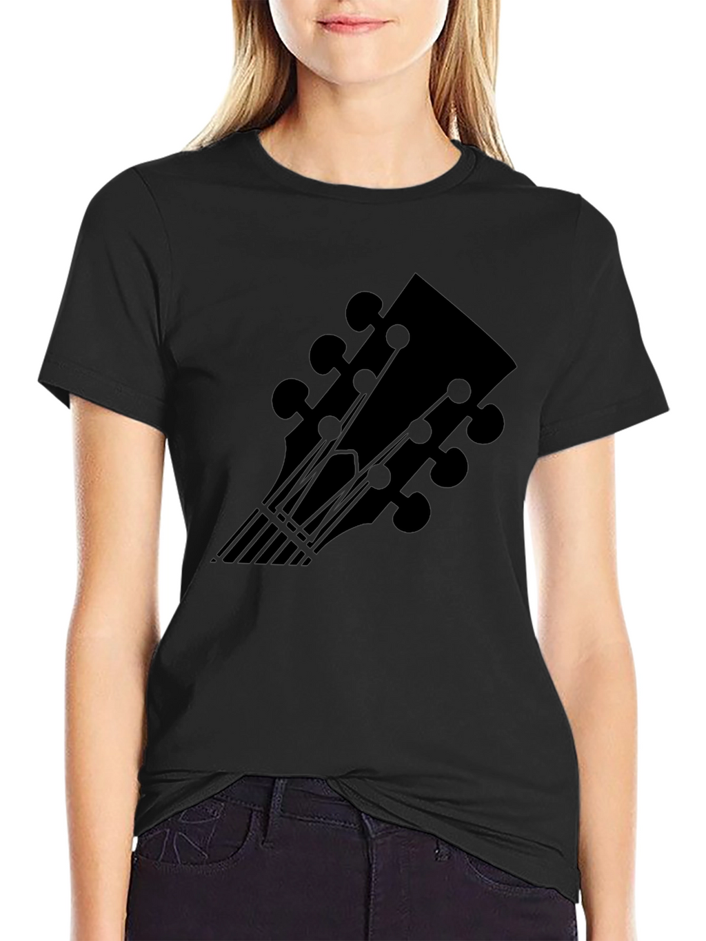 Guitar Headstock Graphic Black Tee