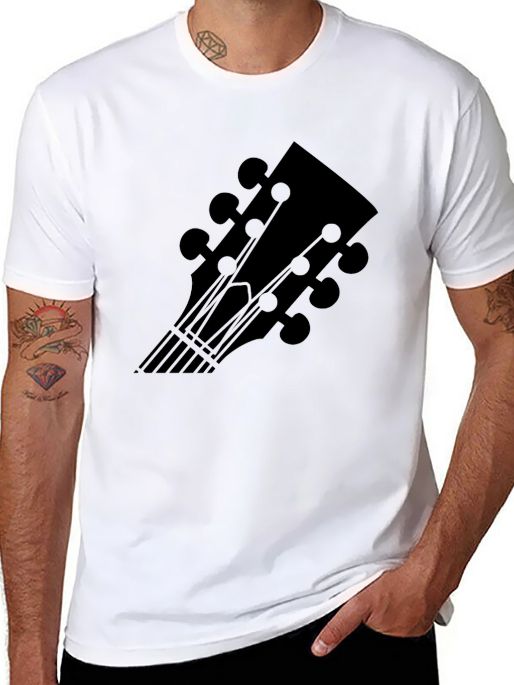 Guitar Headstock Graphic Black Tee